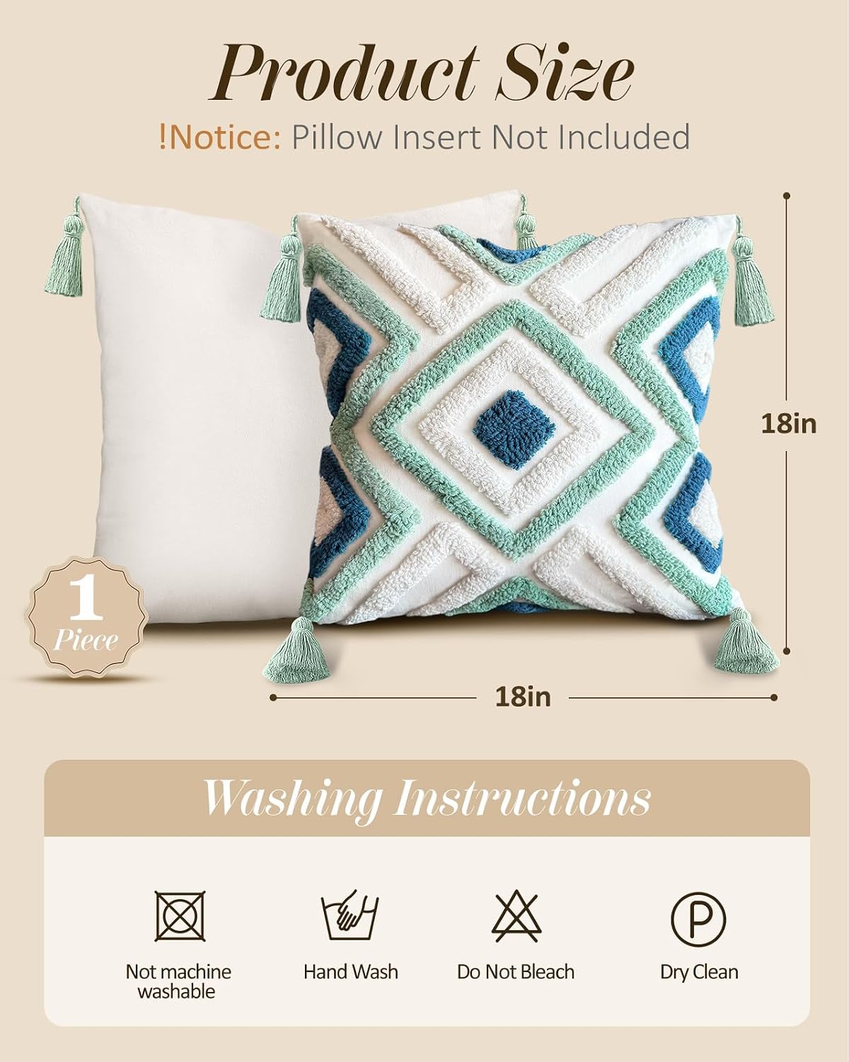 Throw Pillow Covers / Green Blue Rhomb / 18 x 18