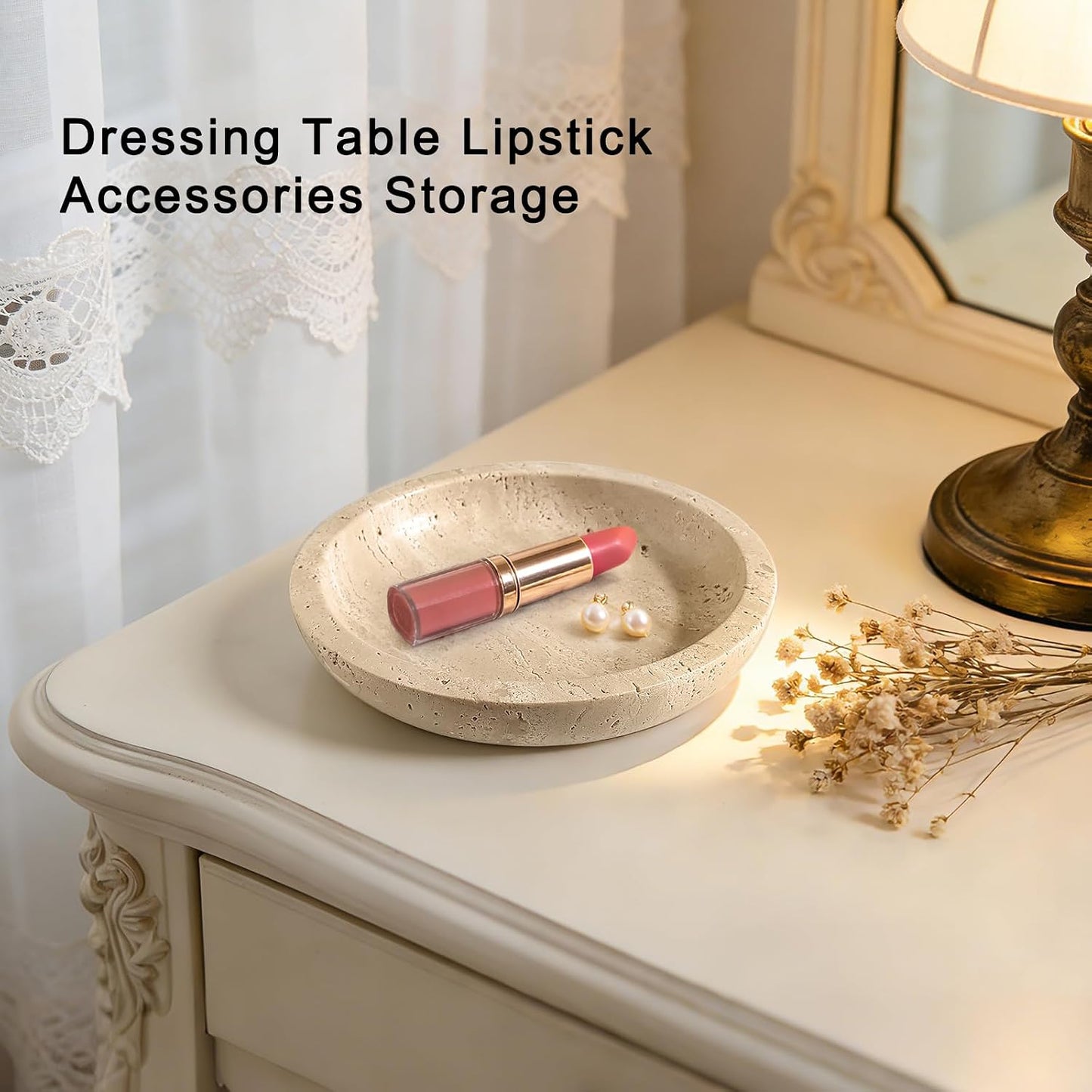 Round Decorative Vanity Tray for Jewelry / A1 / Natural / 5.5 x 5.5