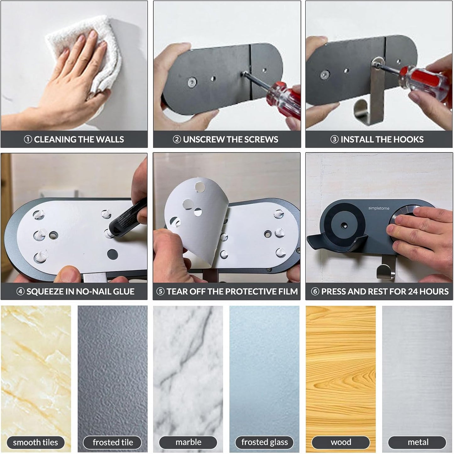 Magnetic Hair Dryer Holder Wall Mount for Most High Speed Blow Dryer | 7075 super-hard aviation aluminum alloy, dark