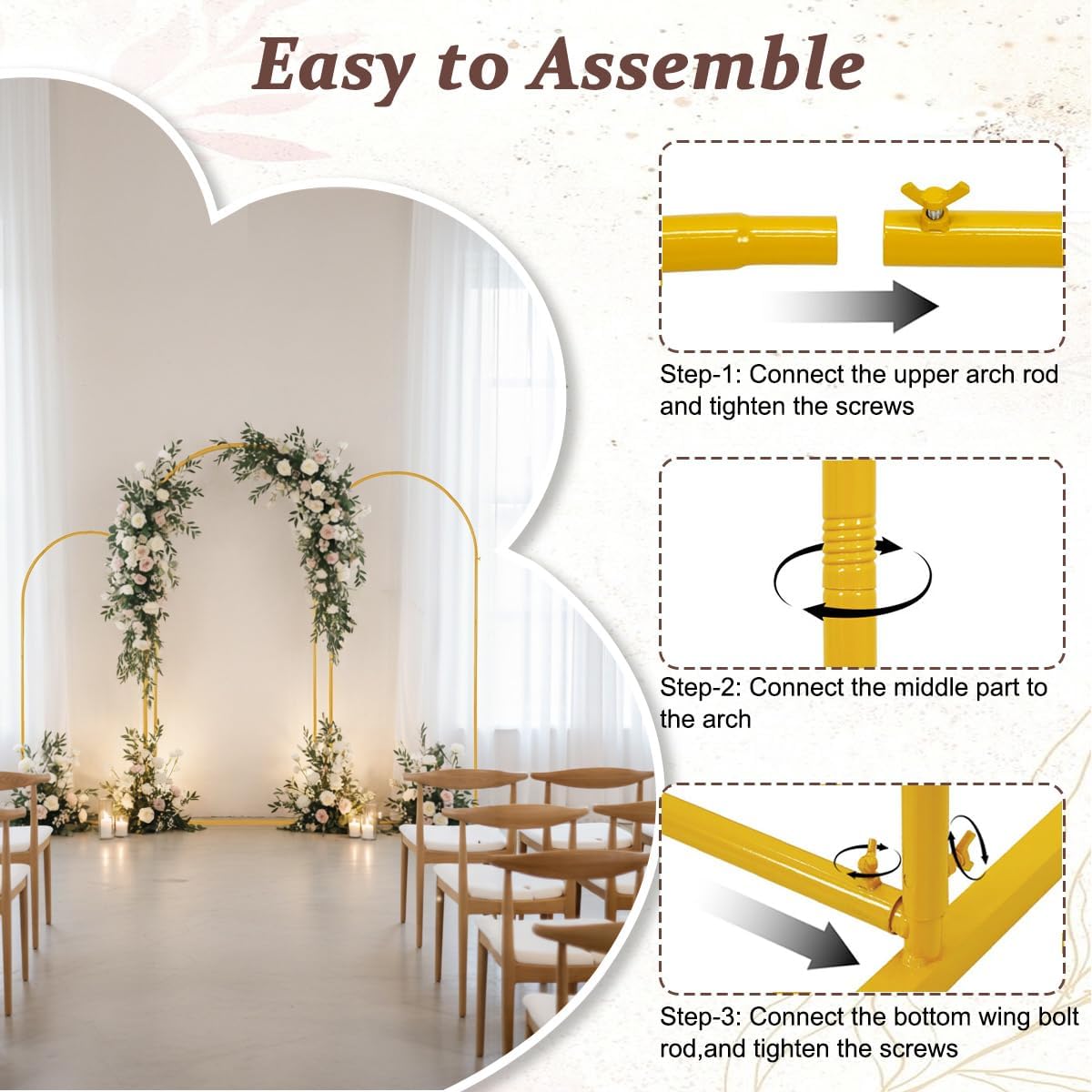 Metal Wedding Arch Backdrop Stand / 6.6ft, 5.9ft, 4.9FT Arch / Set of 3