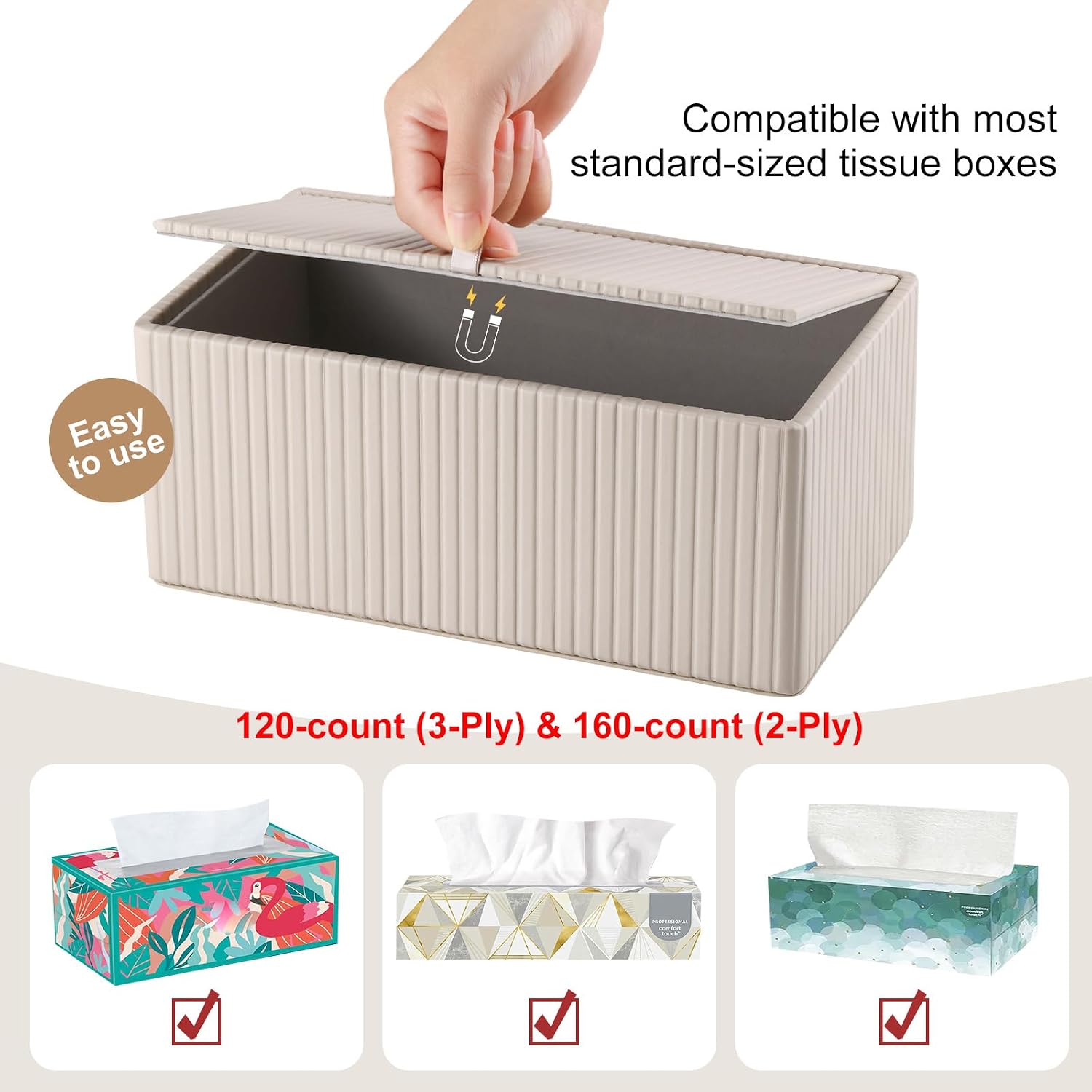 Napkin & Facial Tissue Holder / Beige Stripe