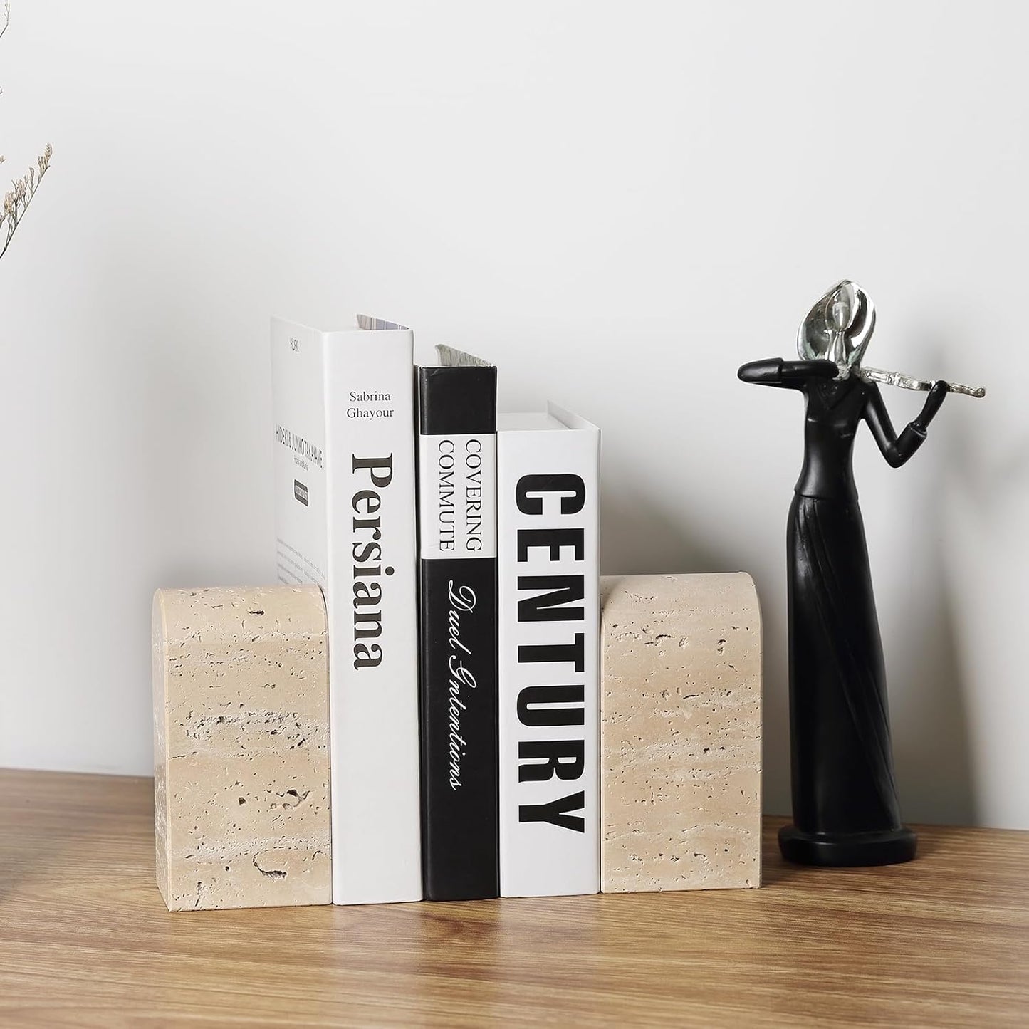 Decorative Book Ends / Light Beige Travertine