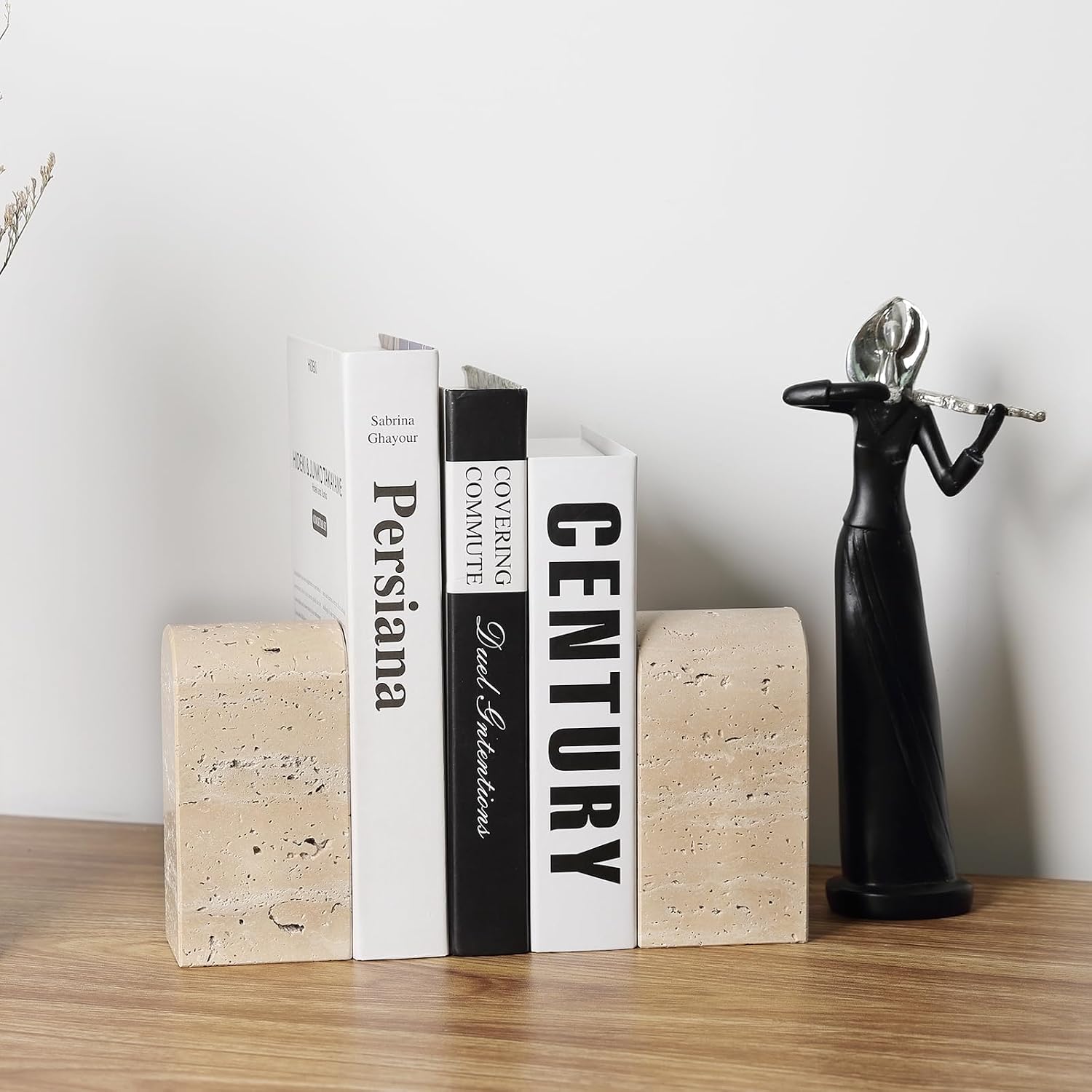 Decorative Book Ends / Light Beige Travertine