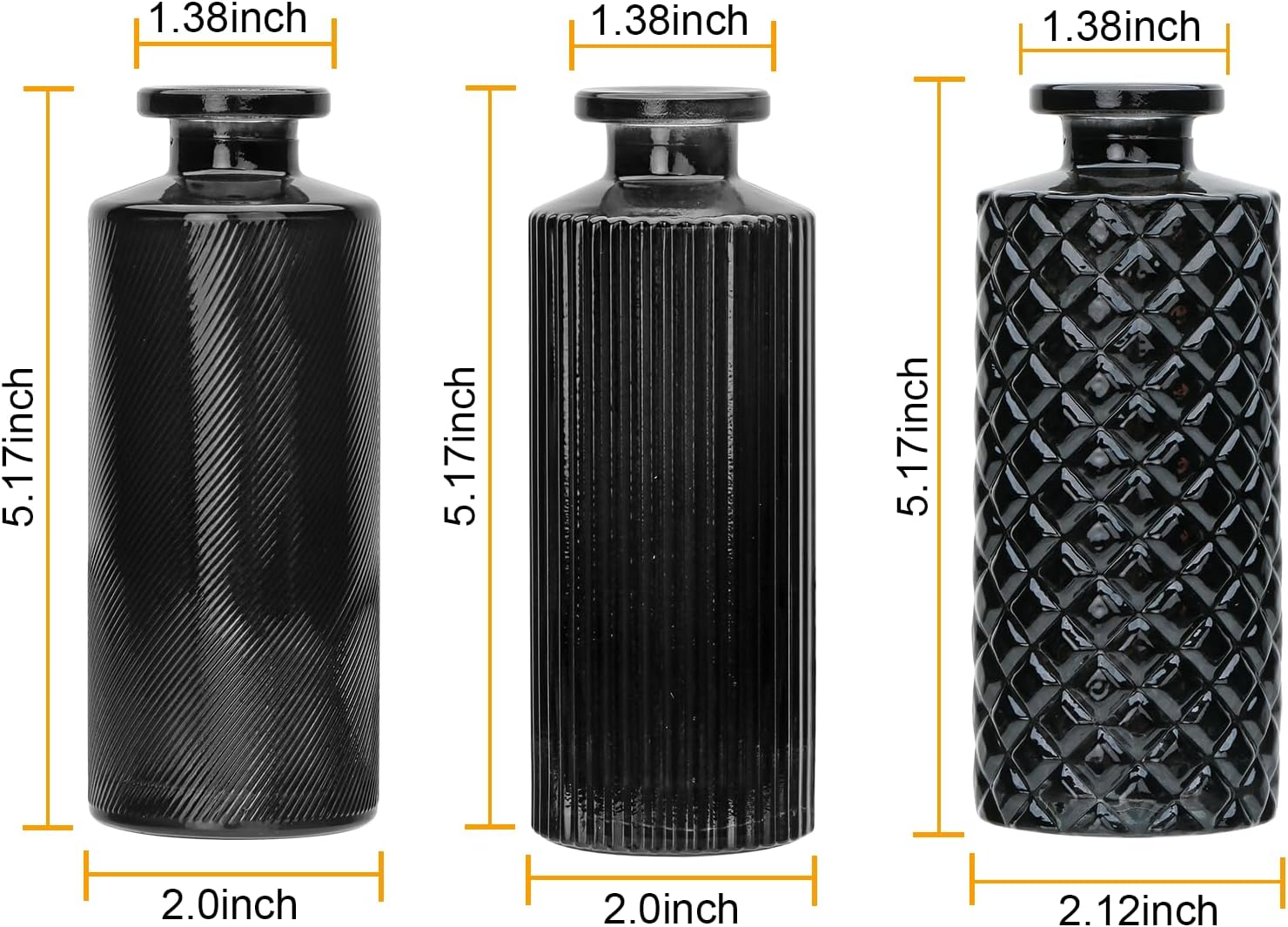 Glass Bud Vase Set in Bulk / Black / Set of 9