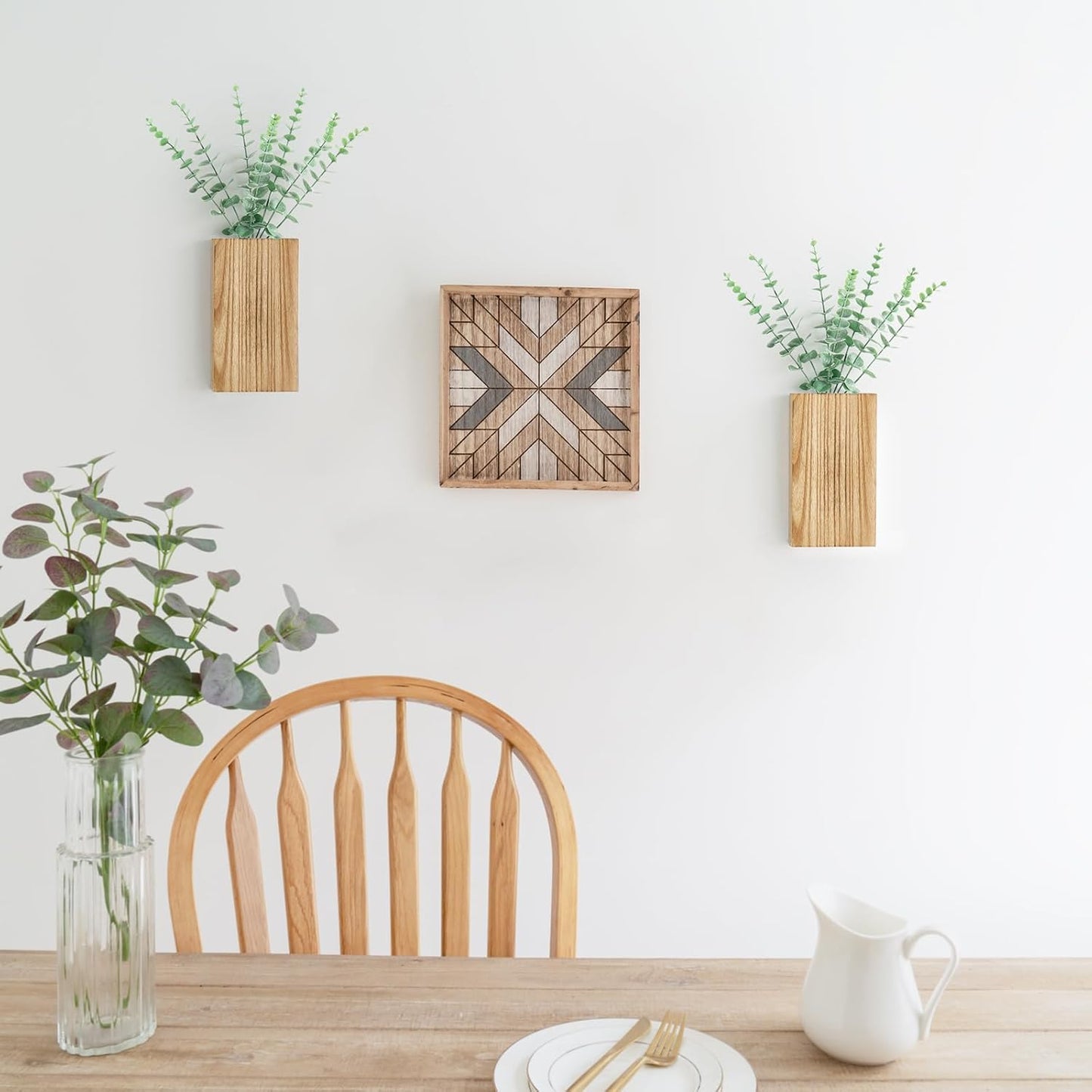Wood Wall Planter Vase / Natural / Medium / Set of 2