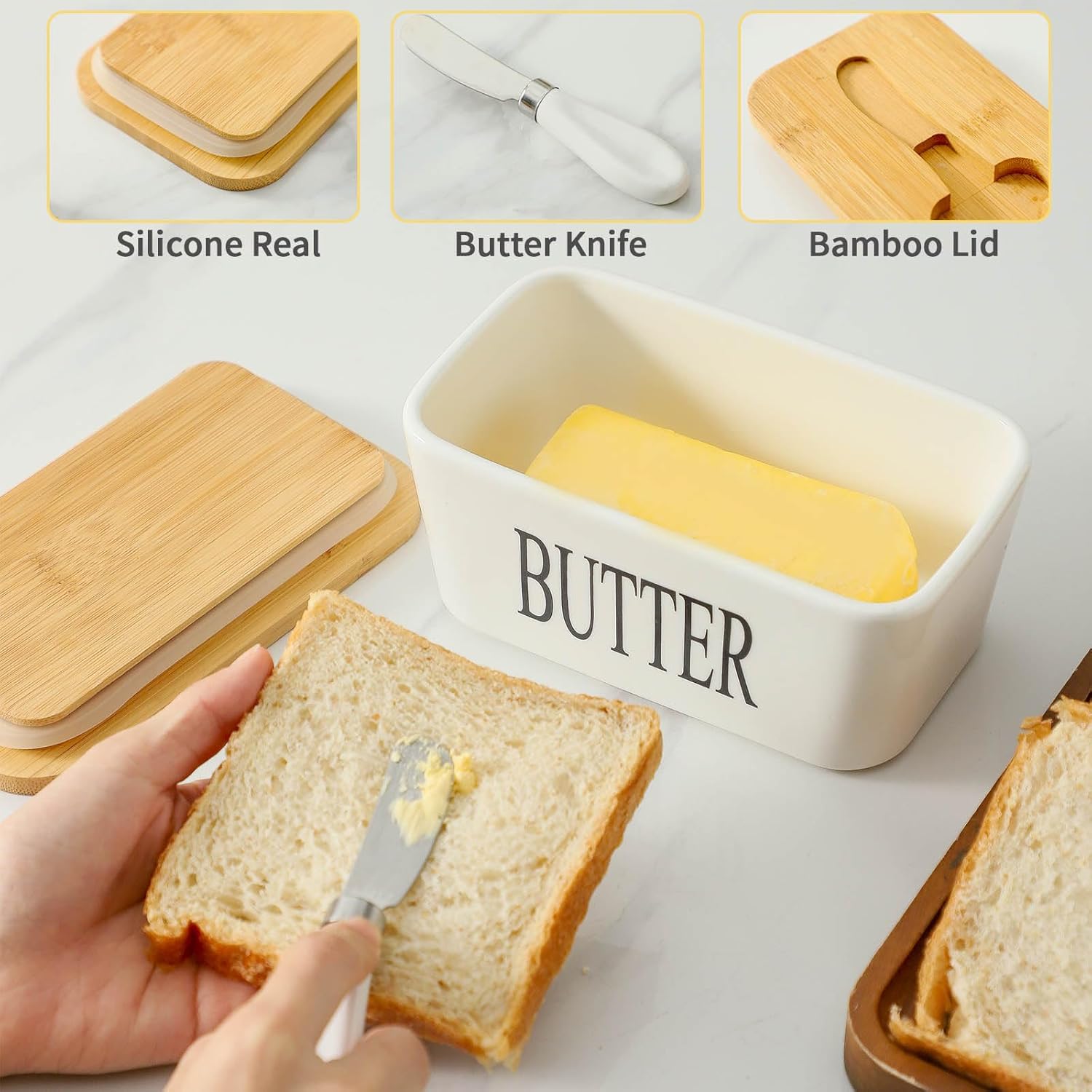 Airtight Cover and Knife for Countertop / White