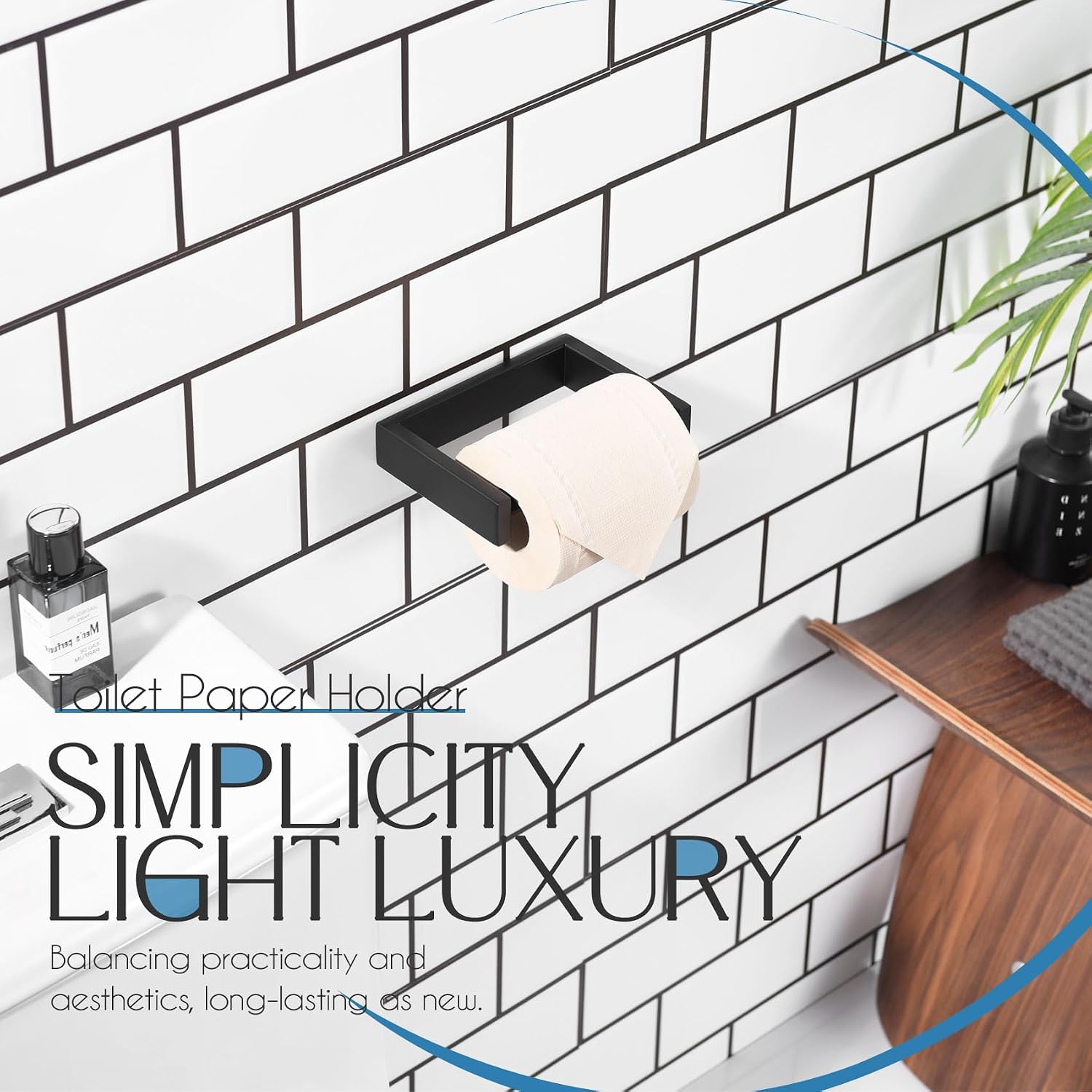 KOKOSIRI Toilet Paper Holder Spring Loaded Bathroom Toilet Roll Holder Wall Mount Stainless Steel Matte Black B2011BK