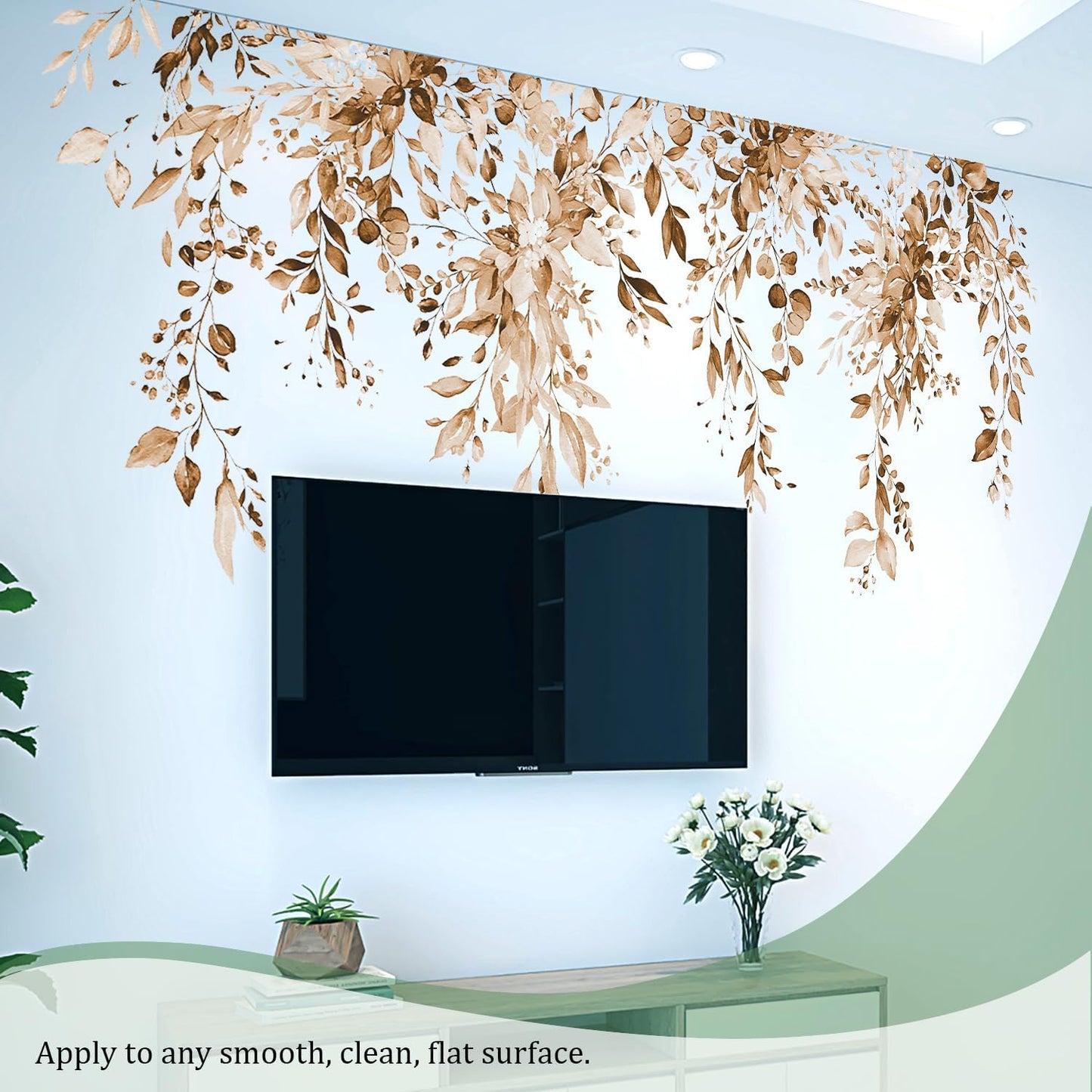Large Floral Flowers Vinyl Wall Stickers / Plants Brown
