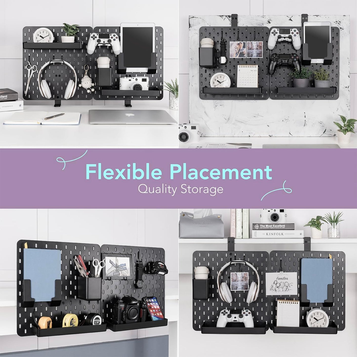 EHO Clamp-On Desk Pegboard, 2Pack (Combined Size 27 x 14 inch) Privacy Divider, Desk Partition Panel, No-Drill Desk