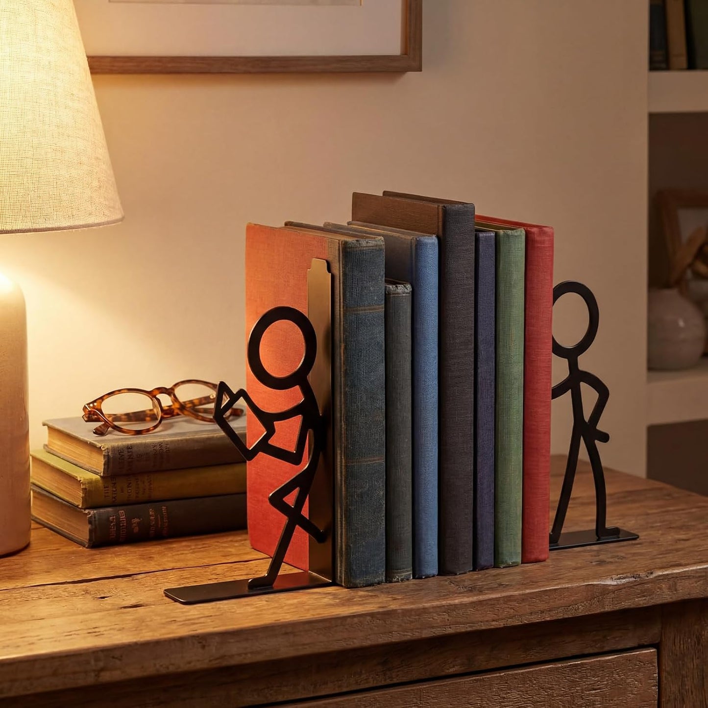 Metal Bookends People Bookends Decorative Bookshelf Decor for Book Lovers Gifts Book Ends / Set of 4
