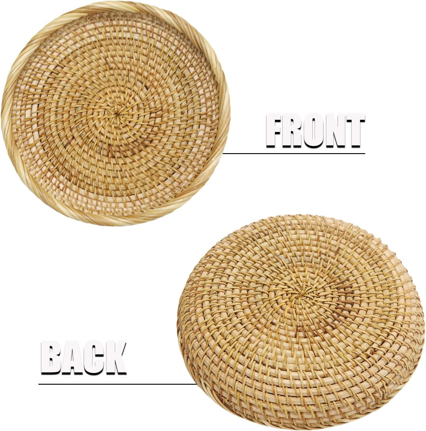 Handmade Rattan Basket Small Round Woven Storage Basket Tray Small Decorative Bowl / 8.7 / Basic
