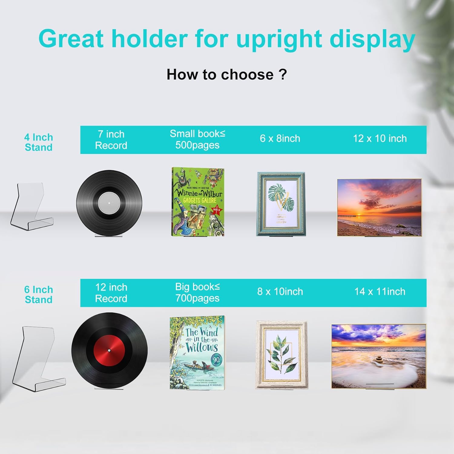 Acylic Upright Display Stand / 4 Inch / 6PC / Clear