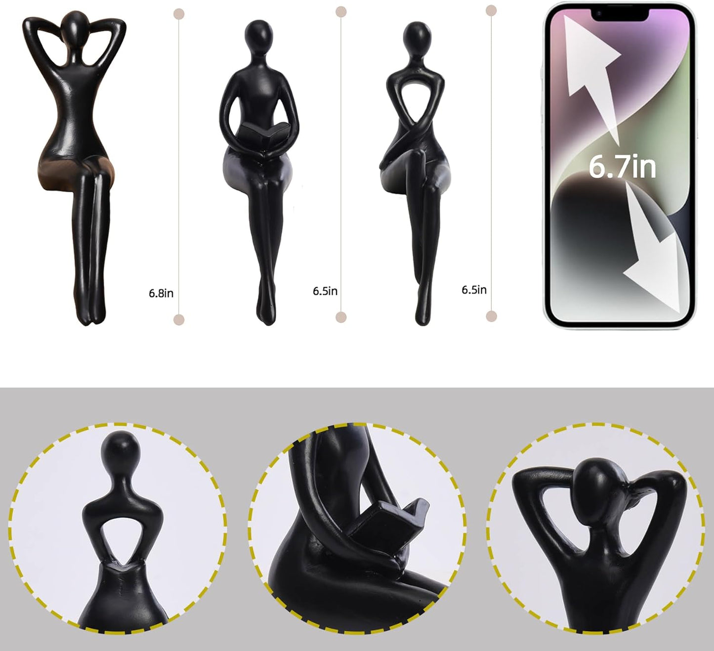 Minimalist Modern Home Decor Collectable Figurines Office Desk Unique / Black
