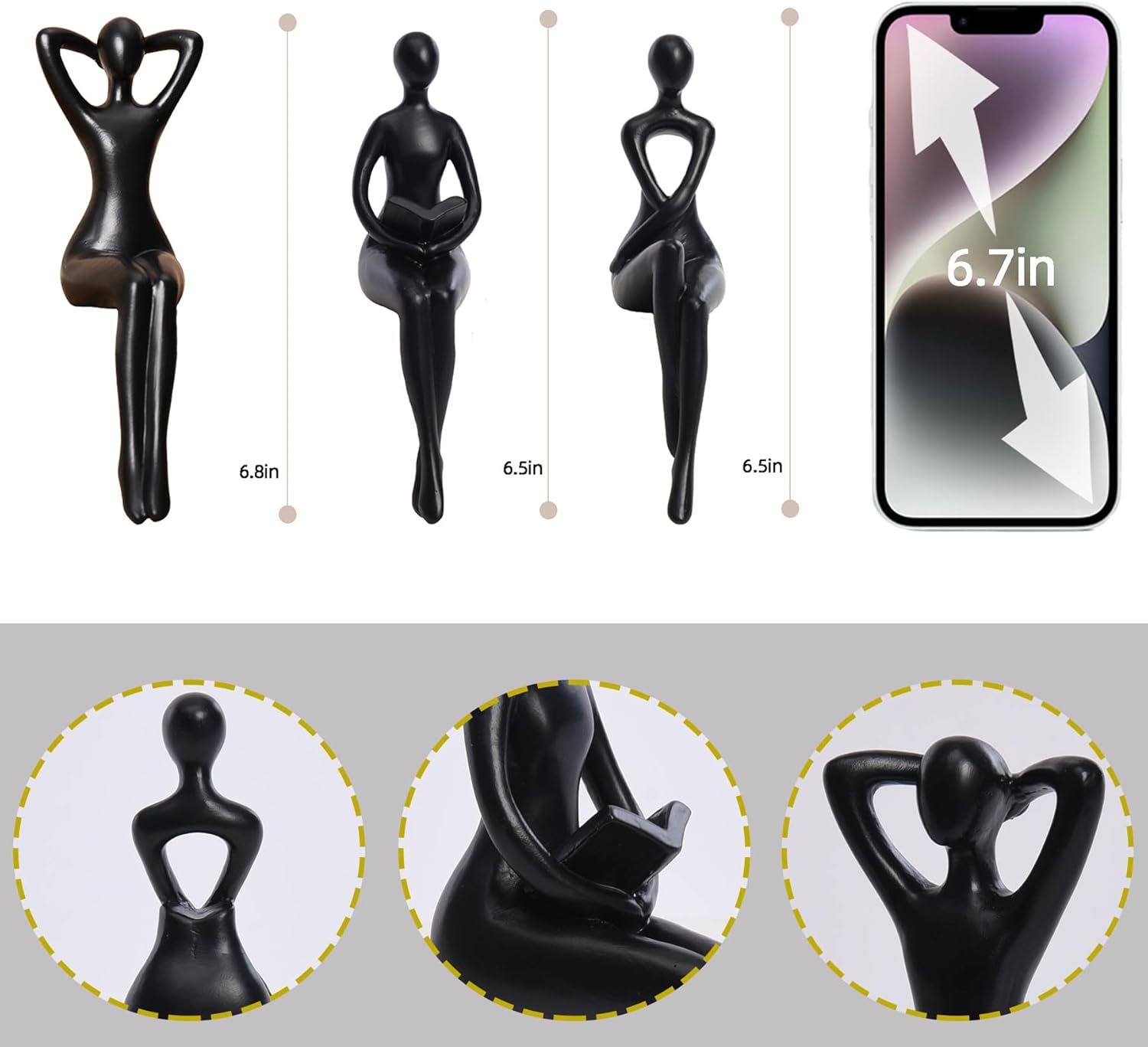 Minimalist Modern Home Decor Collectable Figurines Office Desk Unique / Black