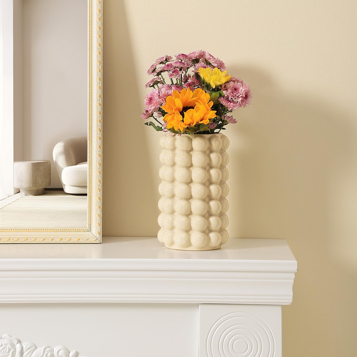 Ceramic Vase for Boho Decor / Beige / Large