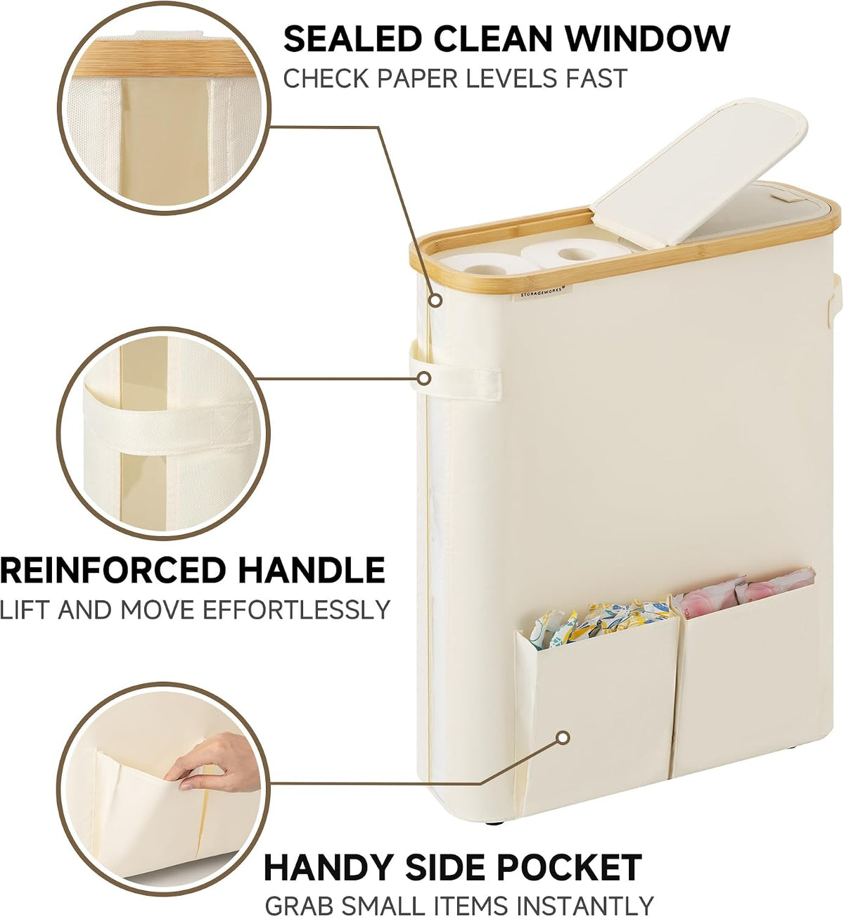 StorageWorks Toilet Paper Storage Baskets with Dual Flip Lids, Toilet Paper Organizer for Bathroom, Toilet Paper