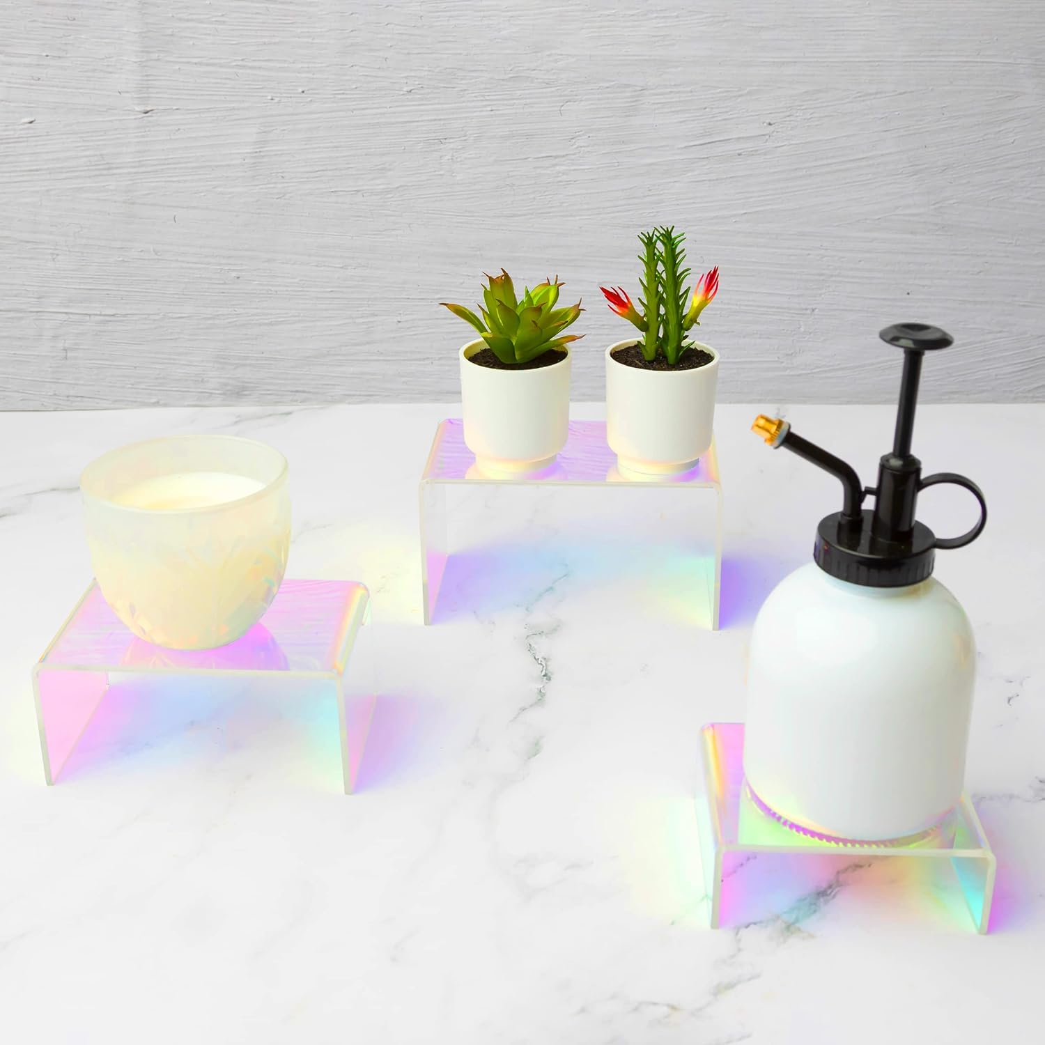Rainbow Iridescent Acrylic Display Risers / Set of 6