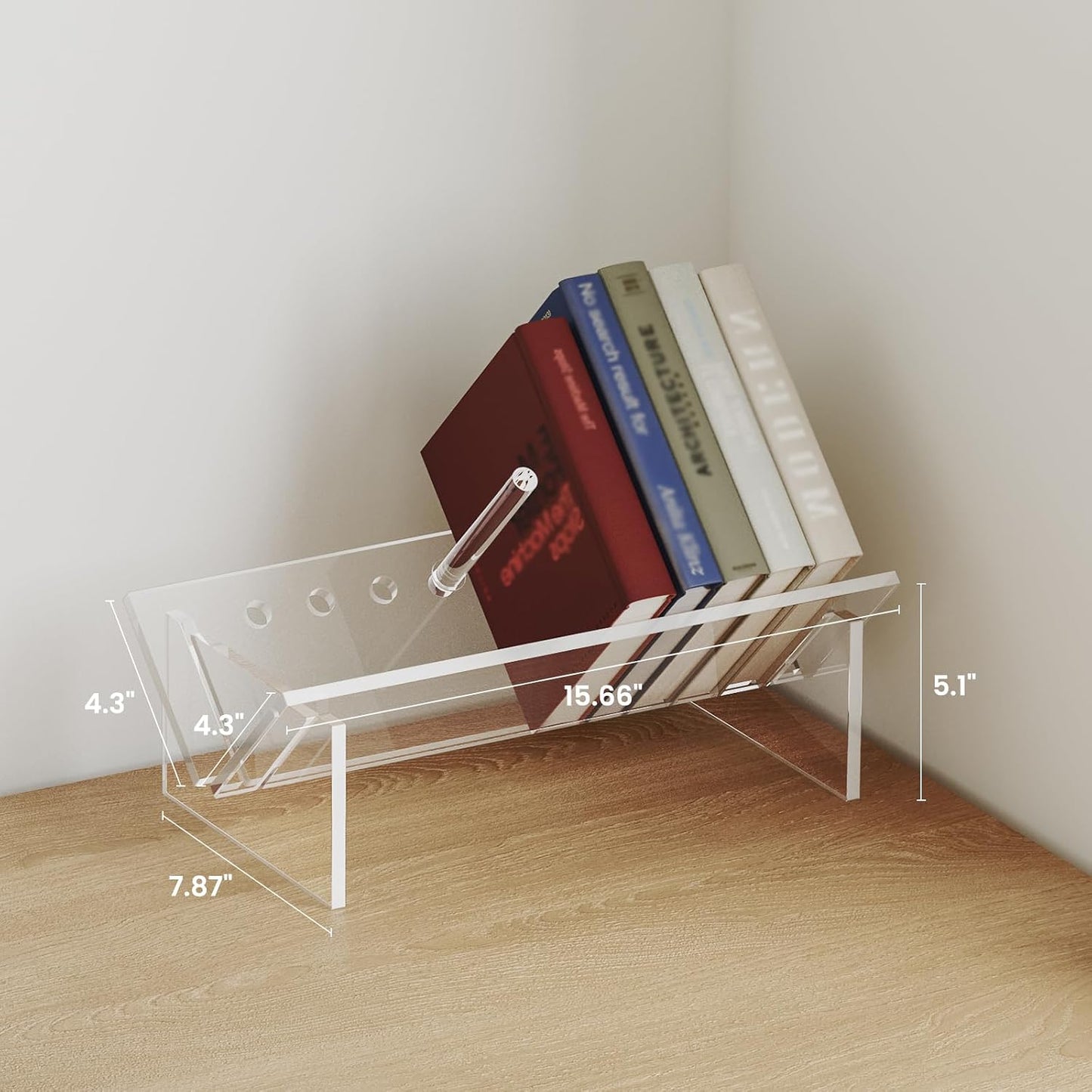 Sumerflos Acrylic Desktop Bookcase, Book Storage Organizer Bookshelves, Clear Mordern Tabletop Storage Rack for Office