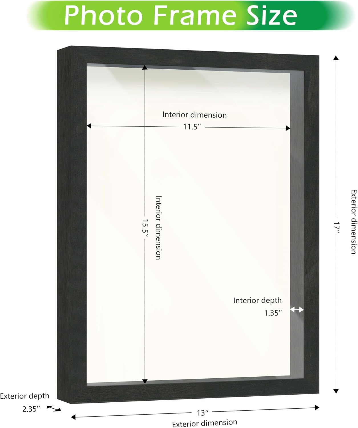 FrameWorks 12x16 Driftwood Wooden Shadow Box Frame – Soft Felt Back, Tempered Glass, and Included Elegant White Ball
