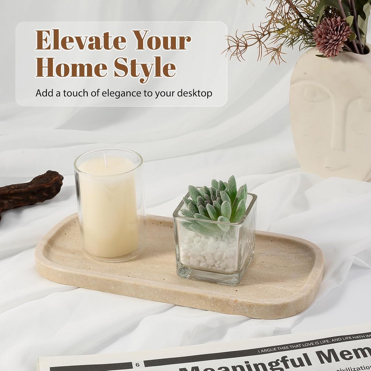Tray / Marble Vanity Tray / 10 x 4.72 / Travertine
