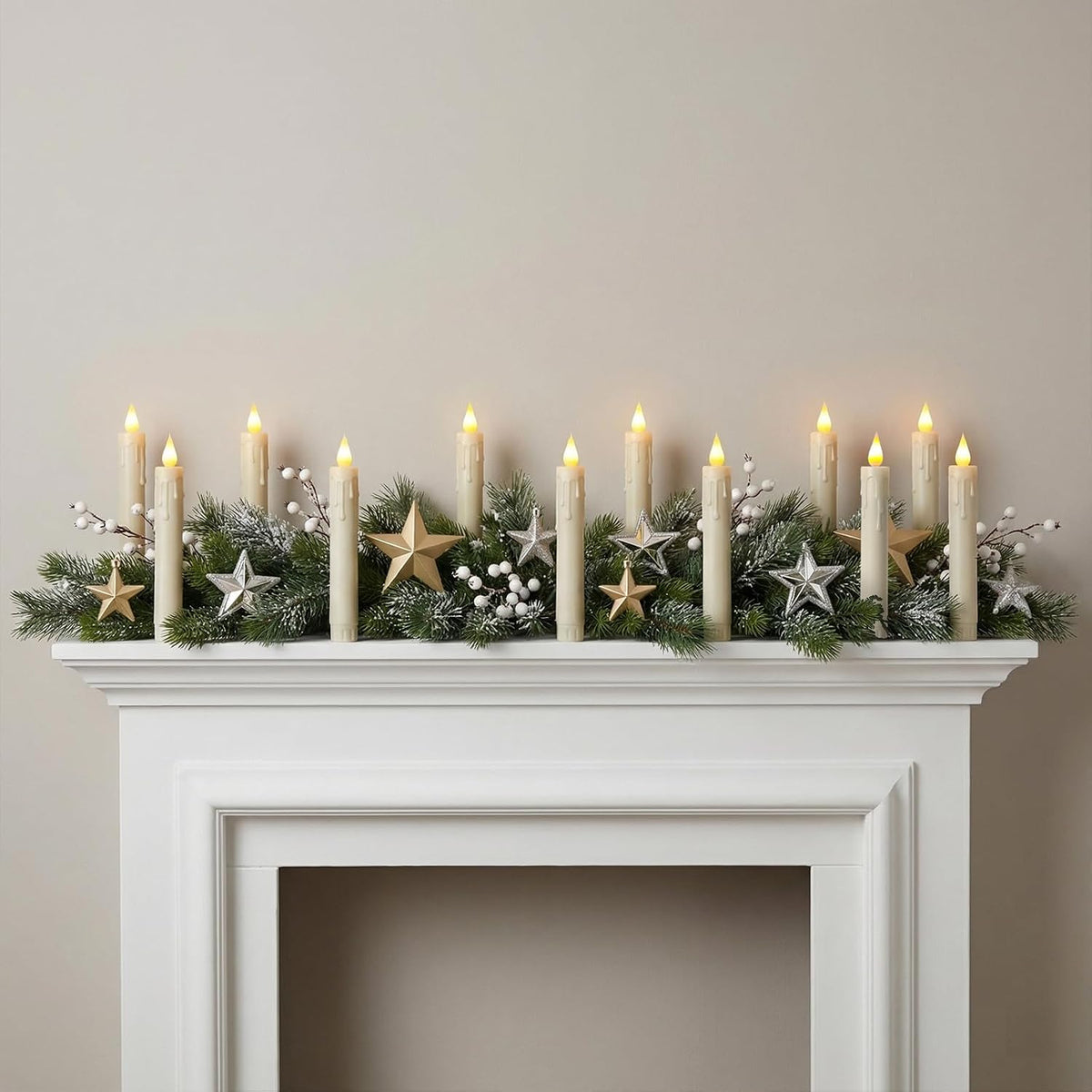 6.7 Inch Flameless Taper Candles with 2 Remotes LED Candlesticks Battery Operated Realistic Flickering Flame, for
