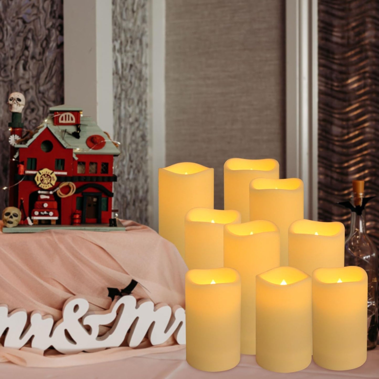 Set of 24 Flameless Led Battery Opeated (D2.2'' x H4''5''6'') Waterproof Outdoor Indoor Candles with 10-Key Remotes and