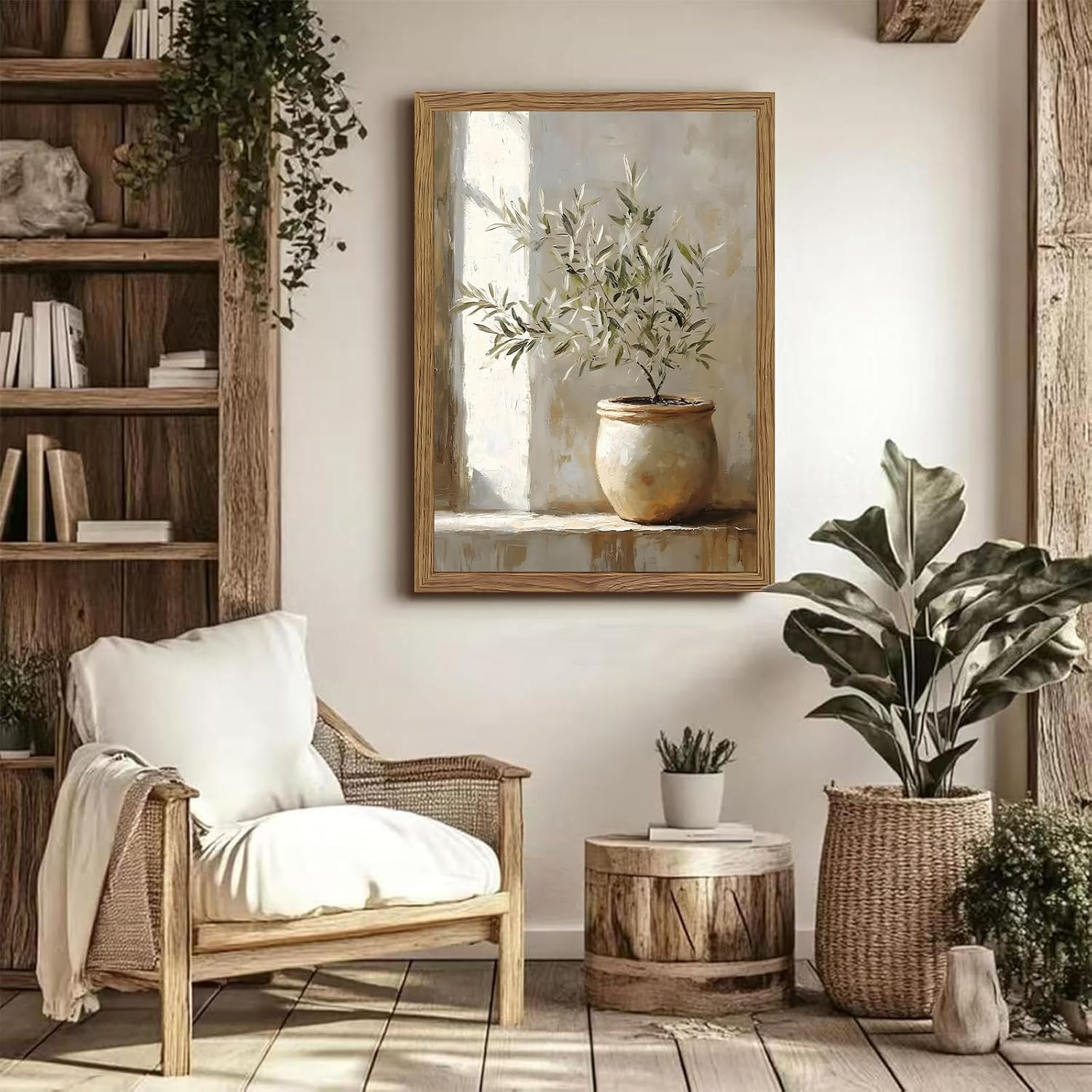 Rustic Potted Plant Paintings Prints / Olive Tree / 10"L x 8"W