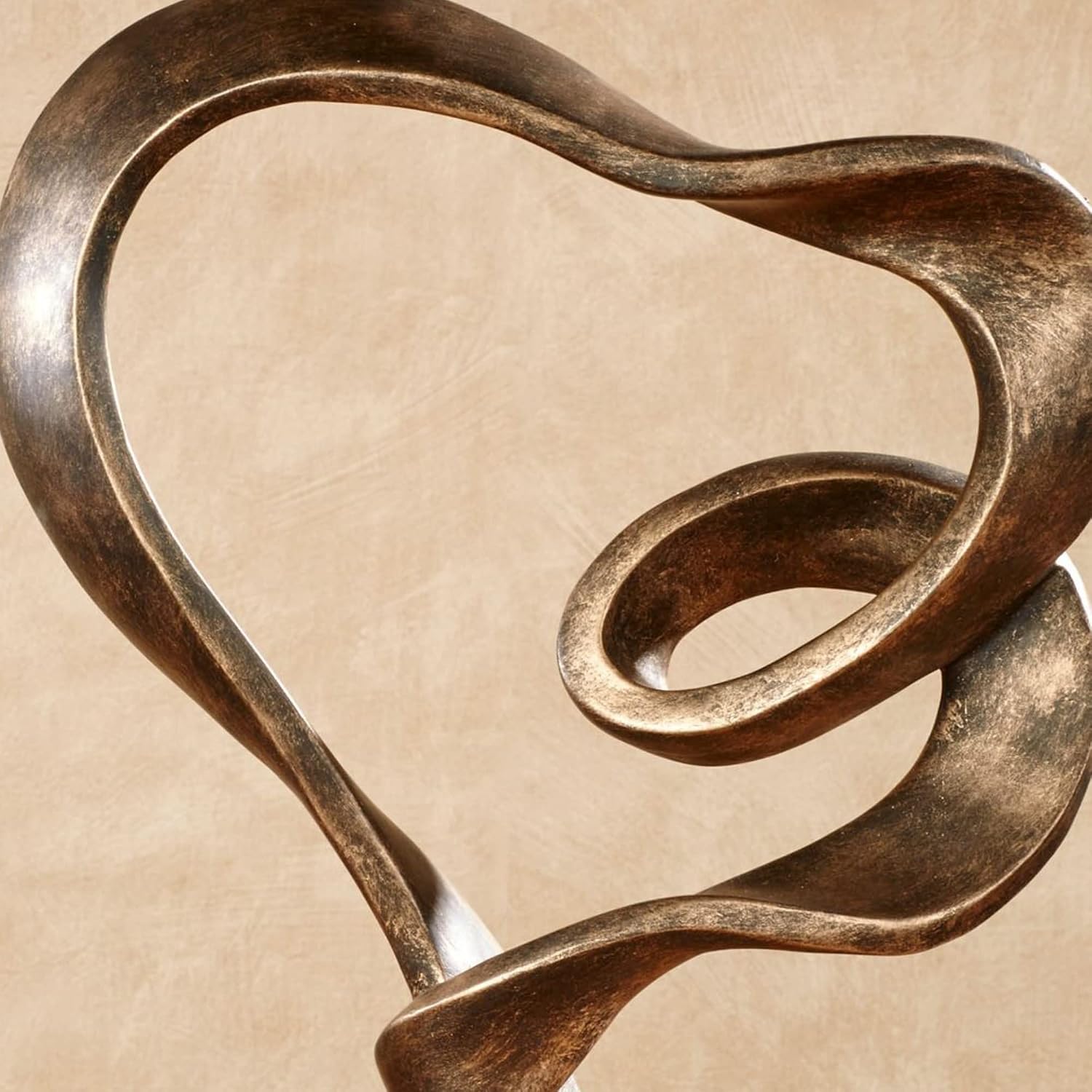 Love Statue / Resin Abstract Heart Design / Antique Gold