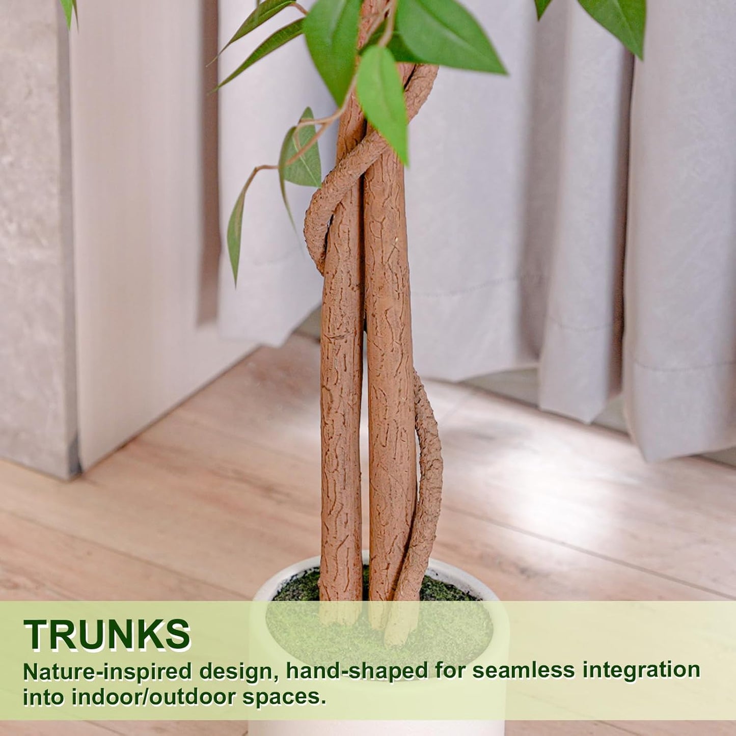 Realistic Faux Silk Indoor Outdoor Plant / White-6ft / 6 Inch