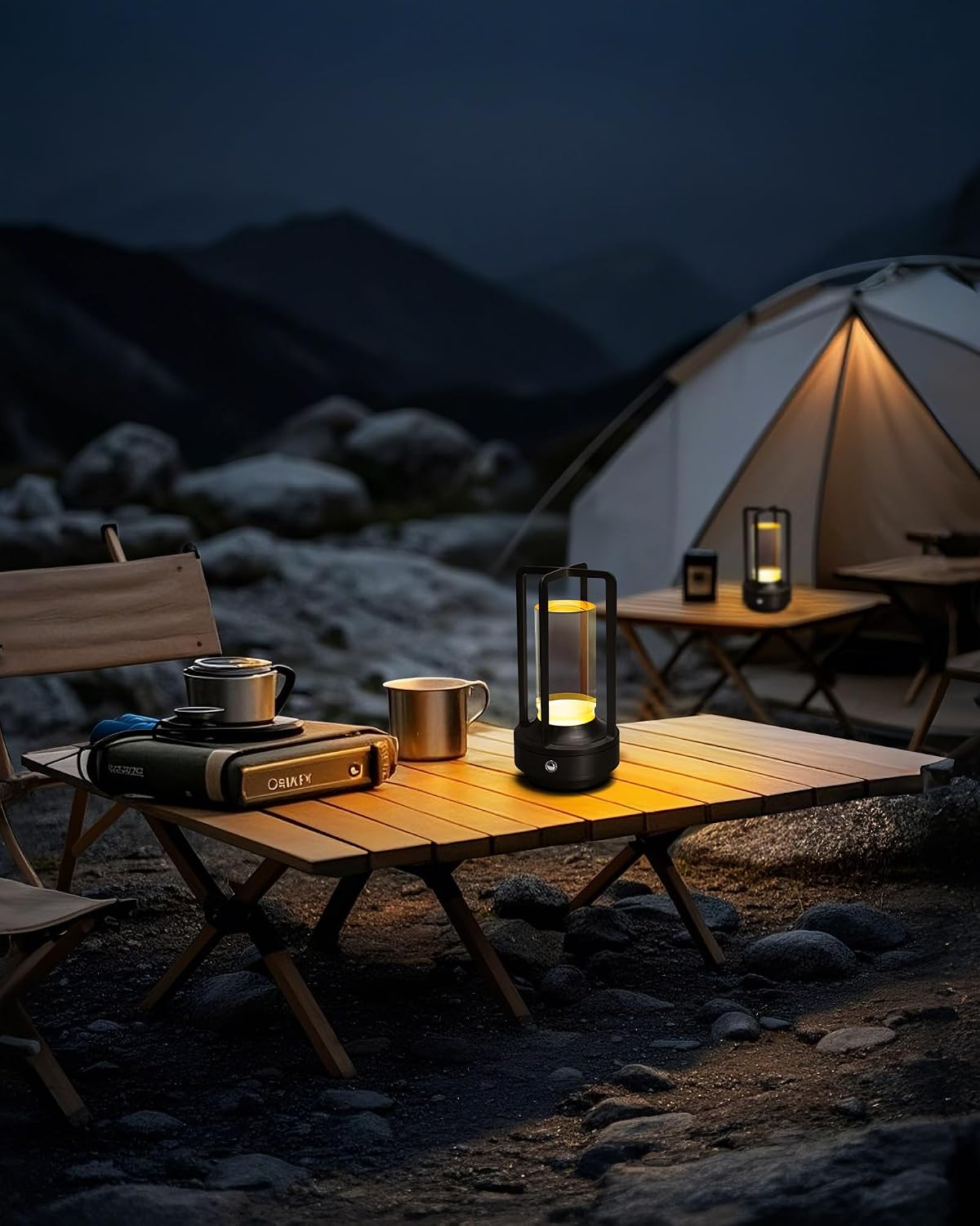 Set of 2 Cordless Table Lamps Rechargeable Desk Lamps Black | Battery Operated Table Light with 3 Color Stepless