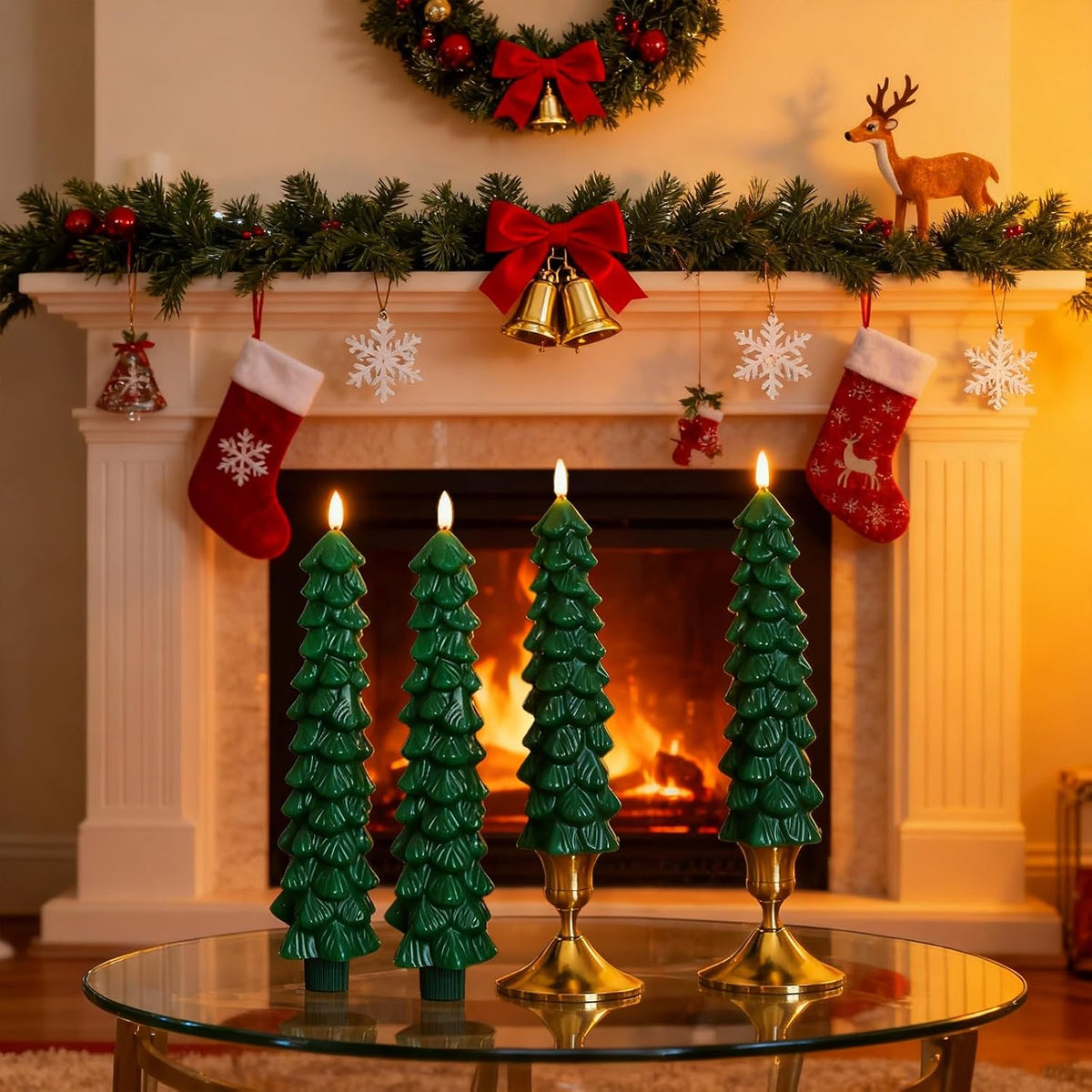 Lezonic 6Pcs Flameless Christmas Tree Candles with Remote Timer, LED Taper Candles Battery Operated Flickering Flame