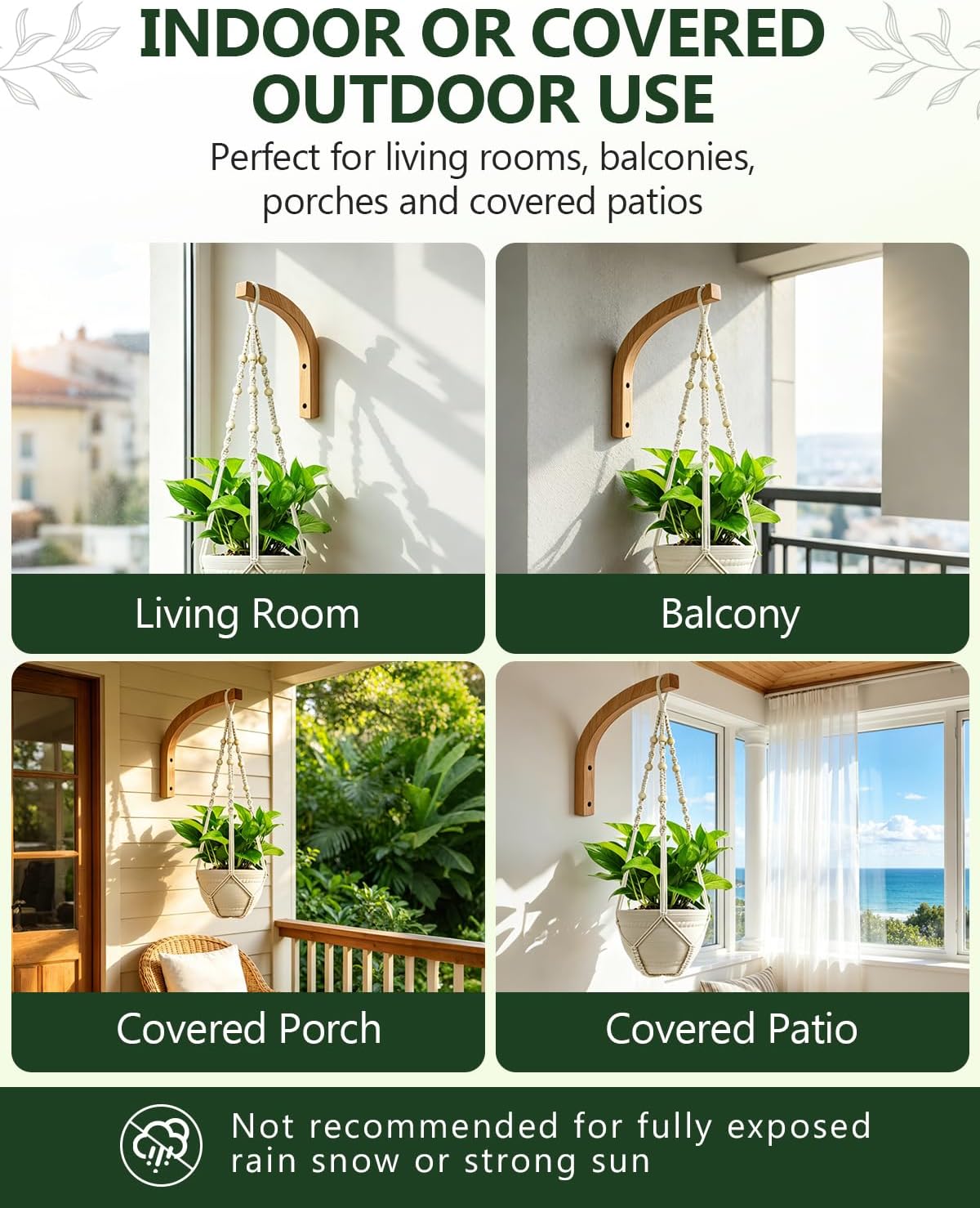 Wooden Plant Hangers / 1-arc Style / Set of 2