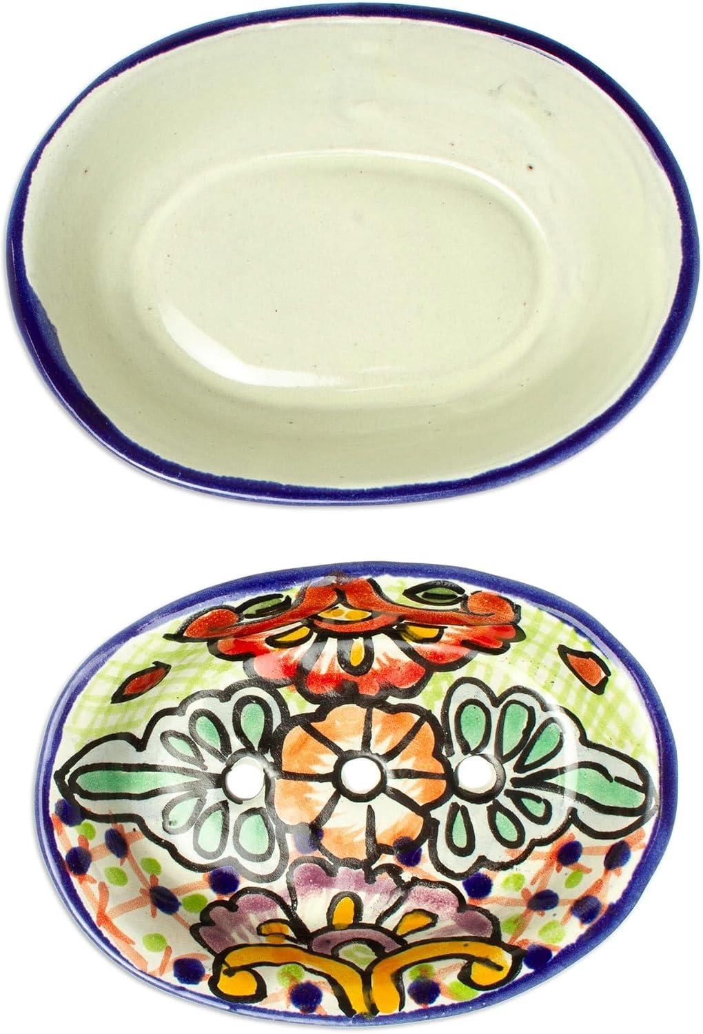 Artisan Handcrafted Talavera Style Ceramic Soap Dish