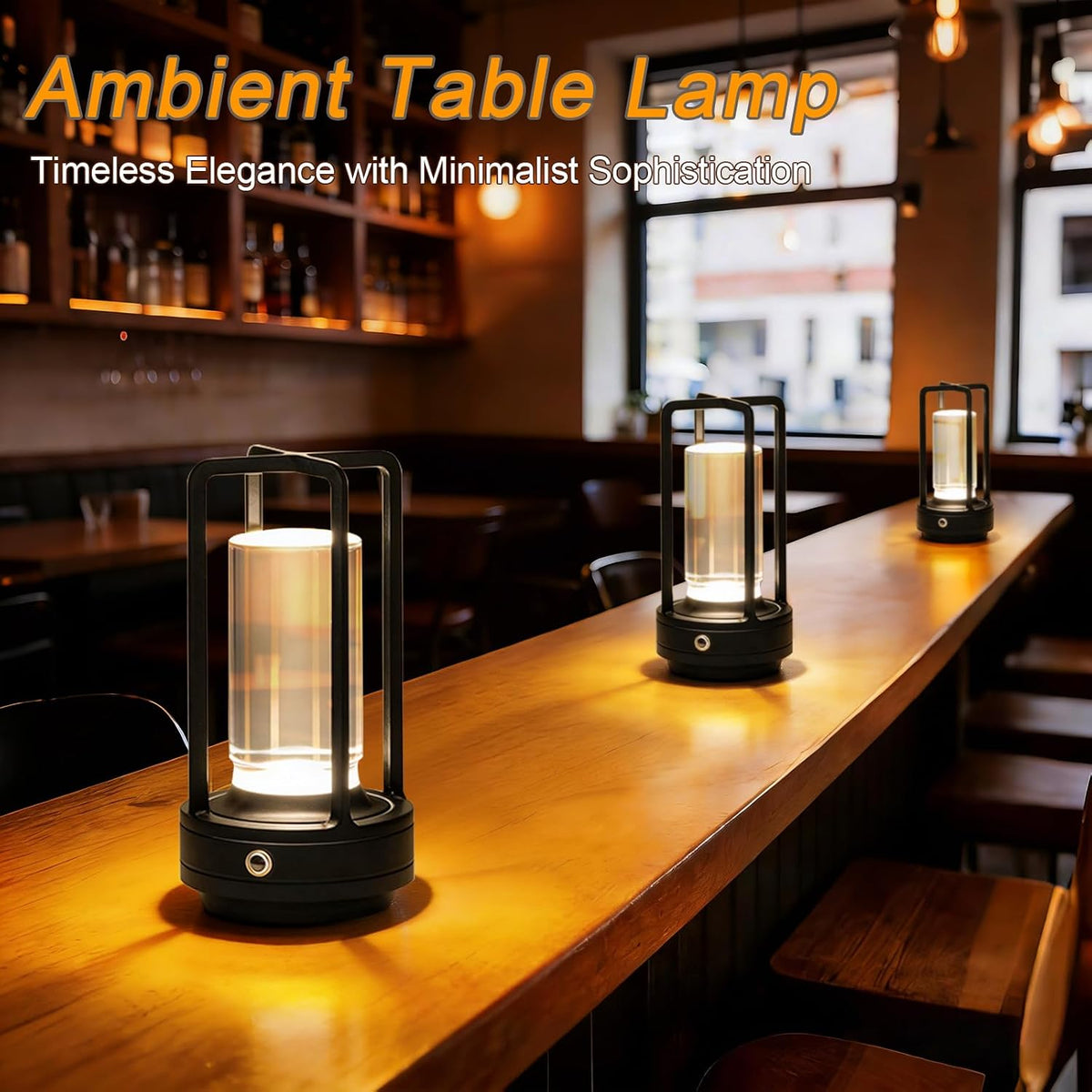 Cordless Table Lamp Rechargeable, Battery Operated Crystal Lamp | Stepless Dimming Touch Control, 3 Color LED Bedside