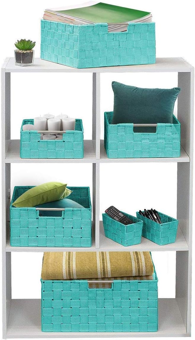 Linen Closet Organizers and Storage / 7 Piece - Aqua / Set of 7