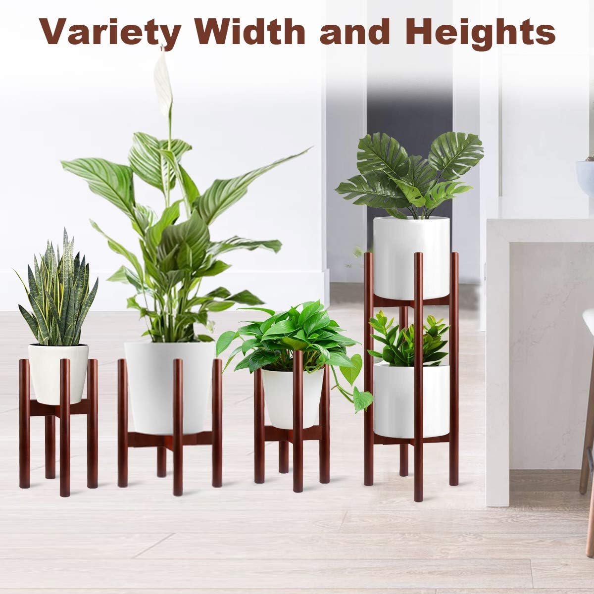 GameXcel Adjustable Plant Stand Indoor Pot Stands, 2 Pcs Bamboo Flower, 15 to 30 inch in Height, Adjustable Plant Stand