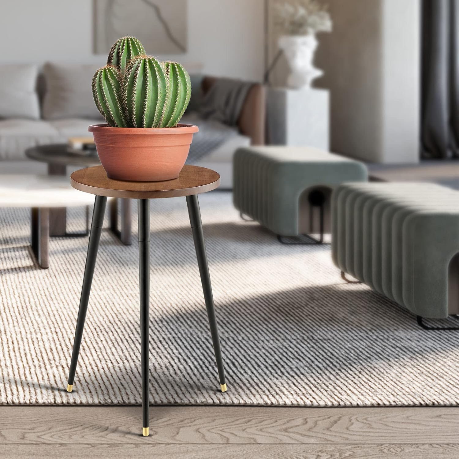 KINNARY Tall Plant Stand Indoor, Mid Century Wood Plant Stand Plant Table for Flower Pots, Heavy Duty Metal Plant