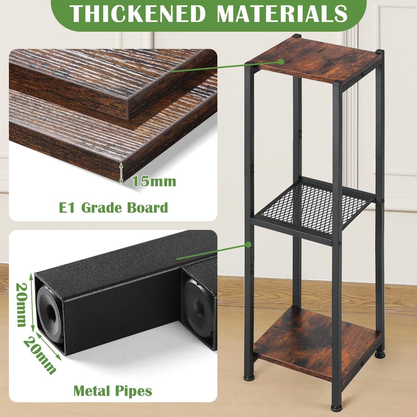 Dipion 3 Tier Pedestal Stand,40 Inch Tall Plant Stand Indoor,Rustic Brown | Eye-Catching,Rock-Solid