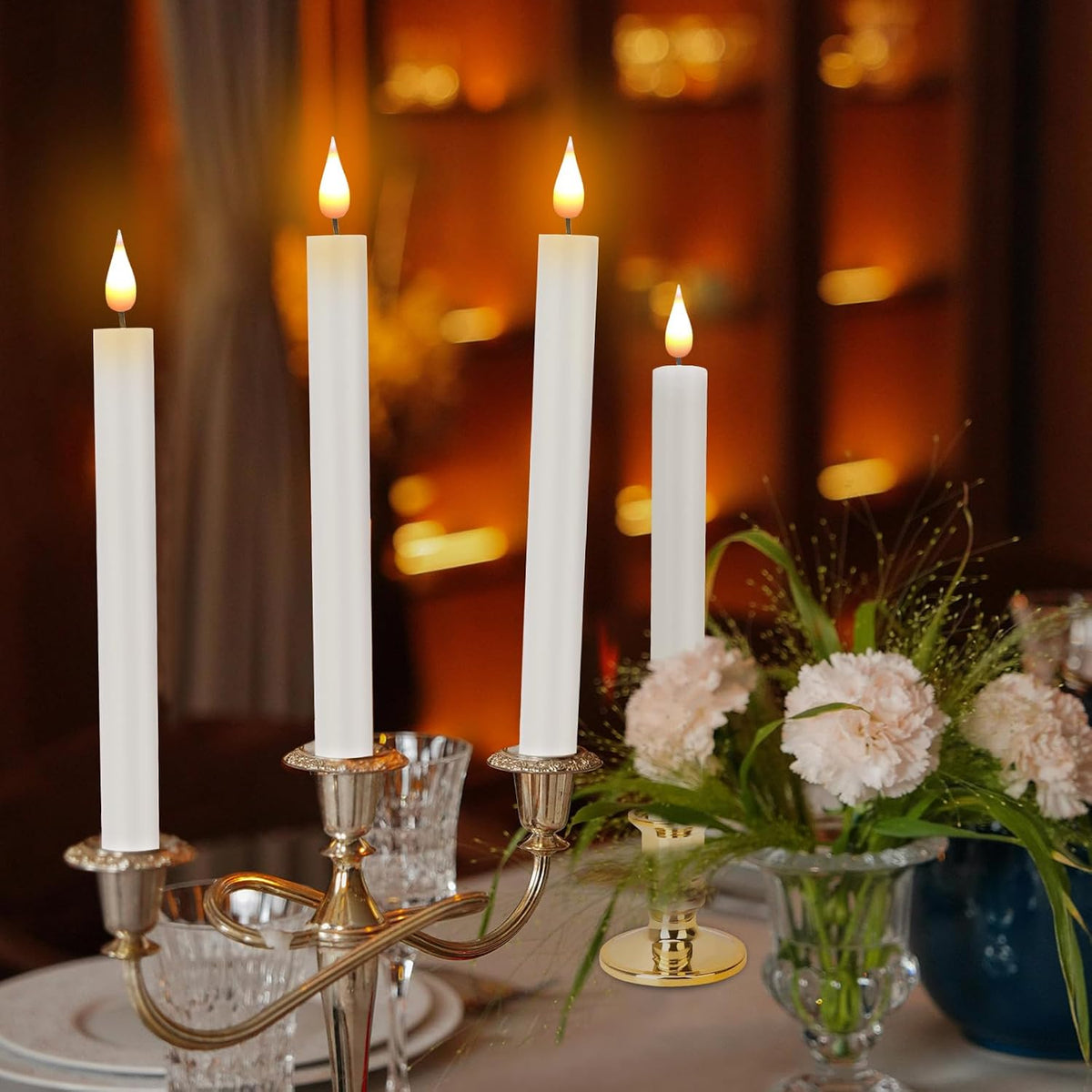 LED Flameless Window Candles With Remote Timer-Battery Operated Realistic Flickering Candlesticks Lights With Removable