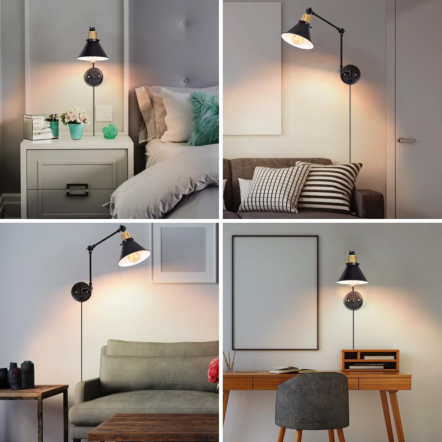 TRLIFE Dimmable Wall Sconce, Remote Control Plug in Wall Sconces Dimming 10%-100% and Adjustable Color Temperature