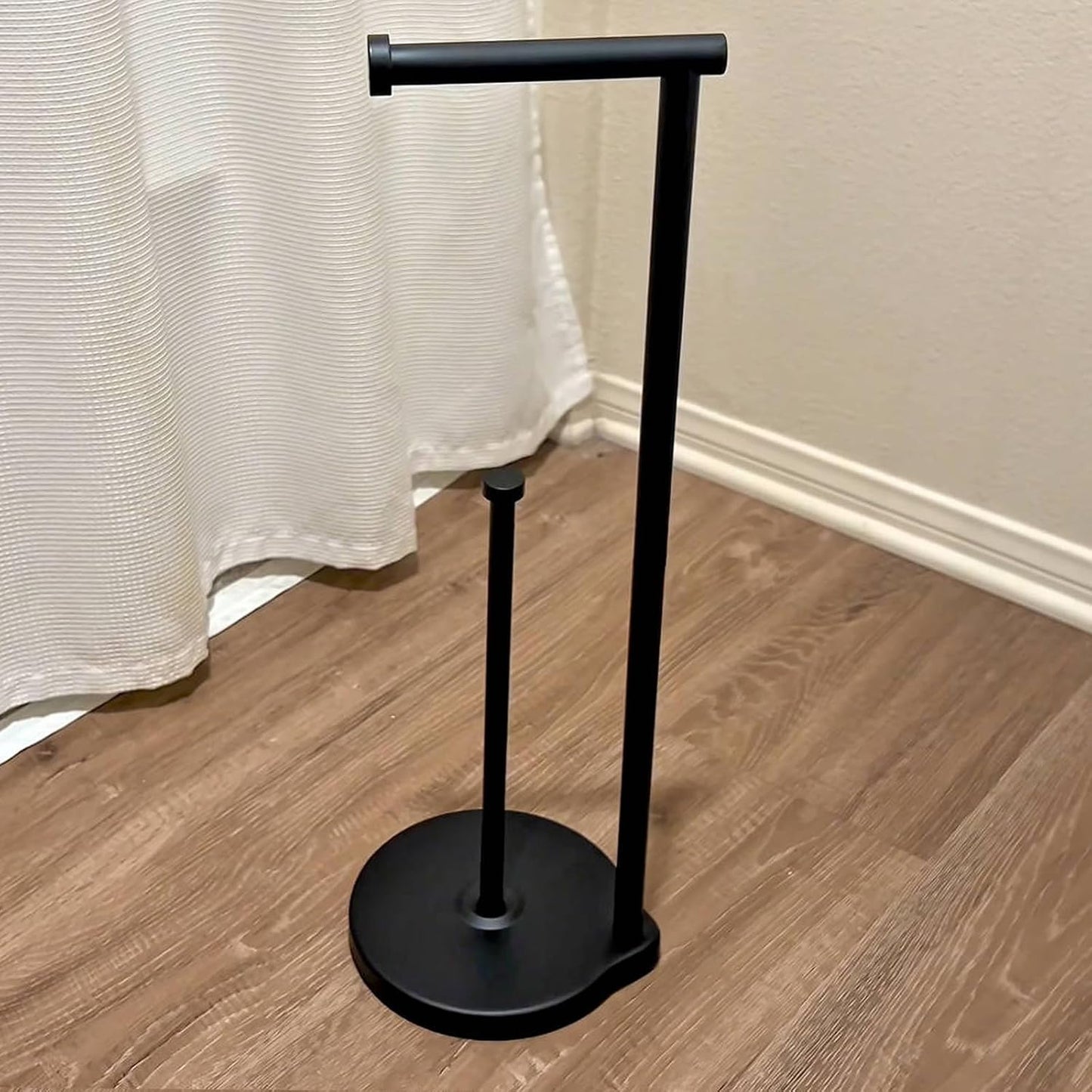 theaoo Heavy-Duty Toilet Paper Holder Stand, Bathroom Storage, Black | Freestanding Toilet Tissue Paper Roll Holder