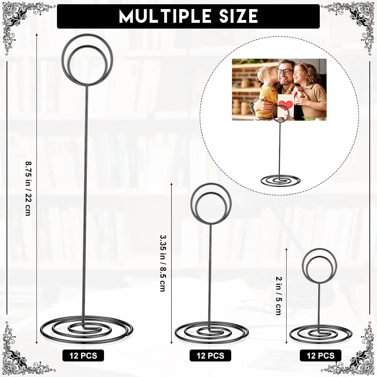 Teling 36 Pieces Table Number Holders 3 Size Place Card Holder Name Numbers Menu Memo Note Card Picture Photo Clip