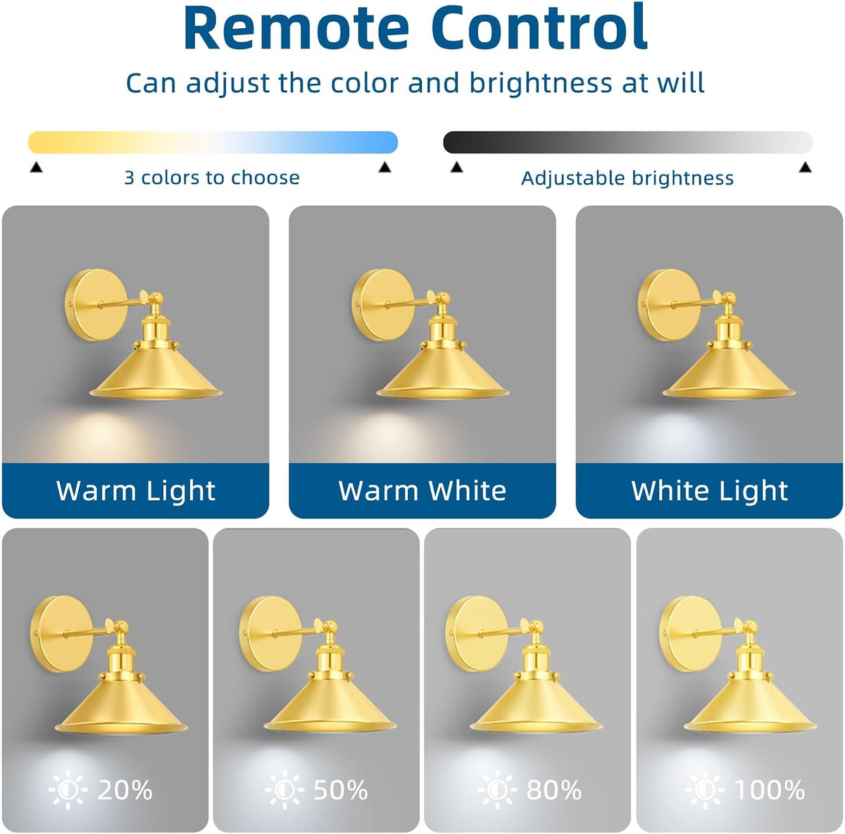 Gold Battery Operated Wall Sconce Set of 2,Vintage Wireless Wall Sconces with Remote,Dimmable Led Wall Lights,Wall Lamp