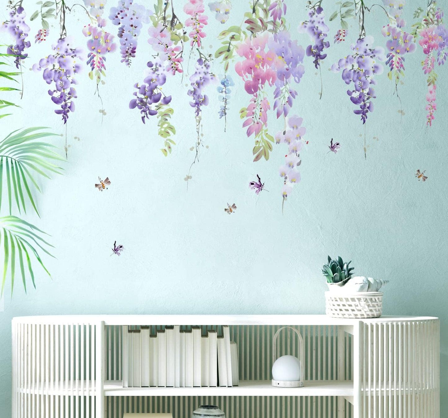 Large Hanging Floral Vinyl Wall Stickers / Flower Purple