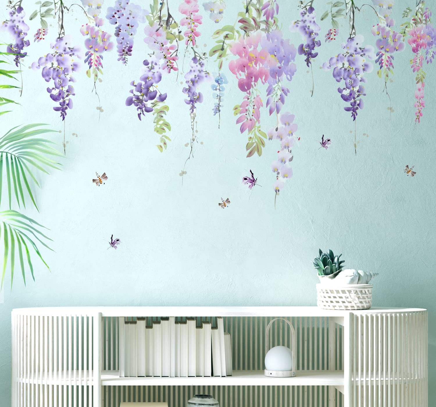 Large Hanging Floral Vinyl Wall Stickers / Flower Purple