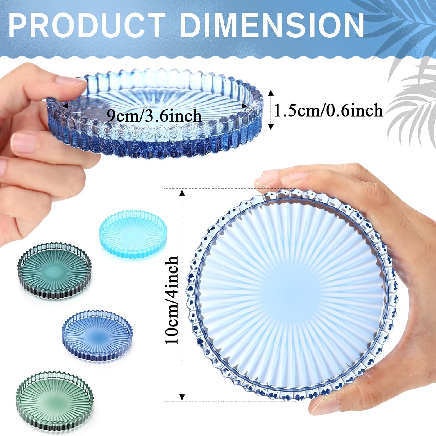 Modern Clear Glass Coasters for Drinks Colored Glass Crystal Coasters House / Blue / Set of 8