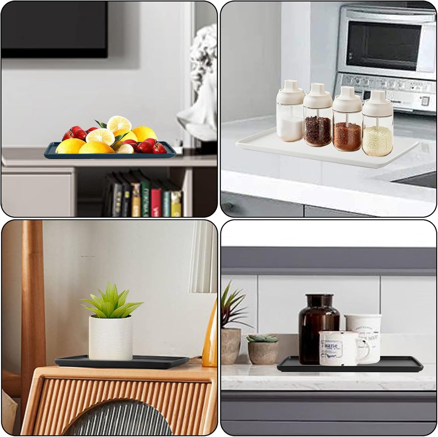Ceramic Bathroom Tray / Black / 10", Set/2