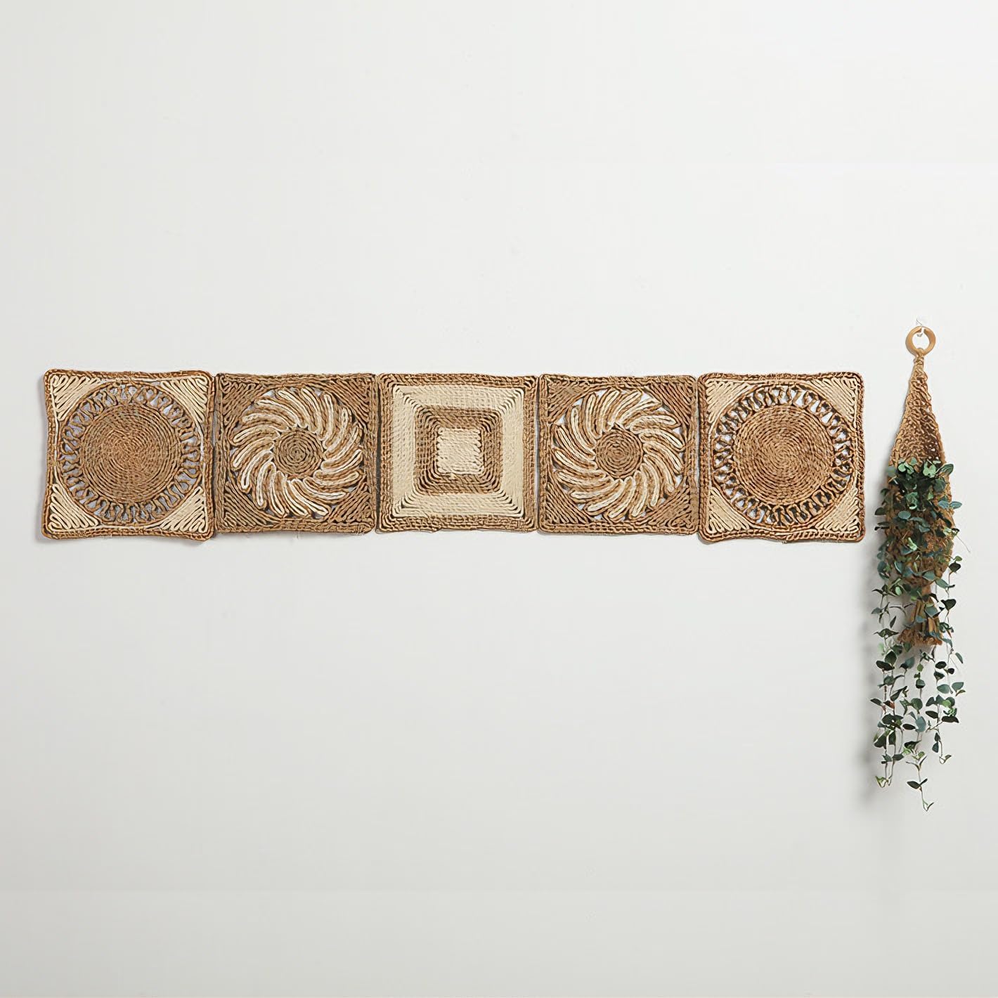 Hand Woven Wall Basket Cotton Rope Storage Organizer / 22 x 5