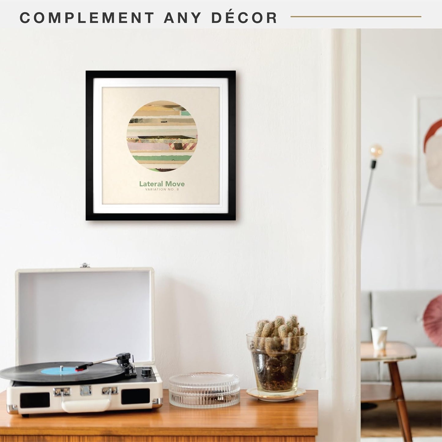 MCS Single Matted Record Album Frame, 15x15, Black | Single Matted Frame Displays Vinyl LP Record And Jacket For Album
