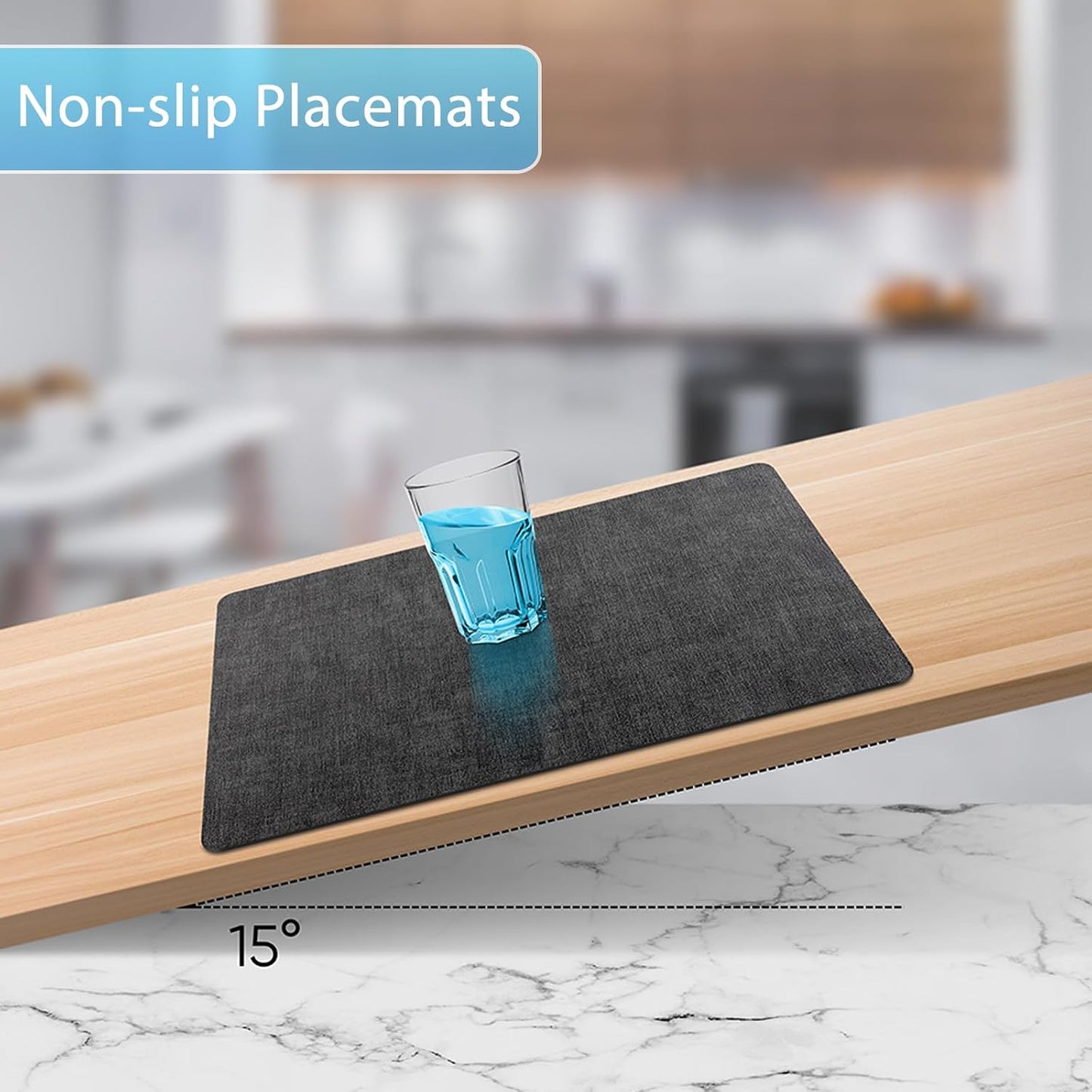 Placemats Set of 8 Washable, Heat Resistant Table Placemats Wipeable Faux Leather Place Mats Non Slip, Waterproof